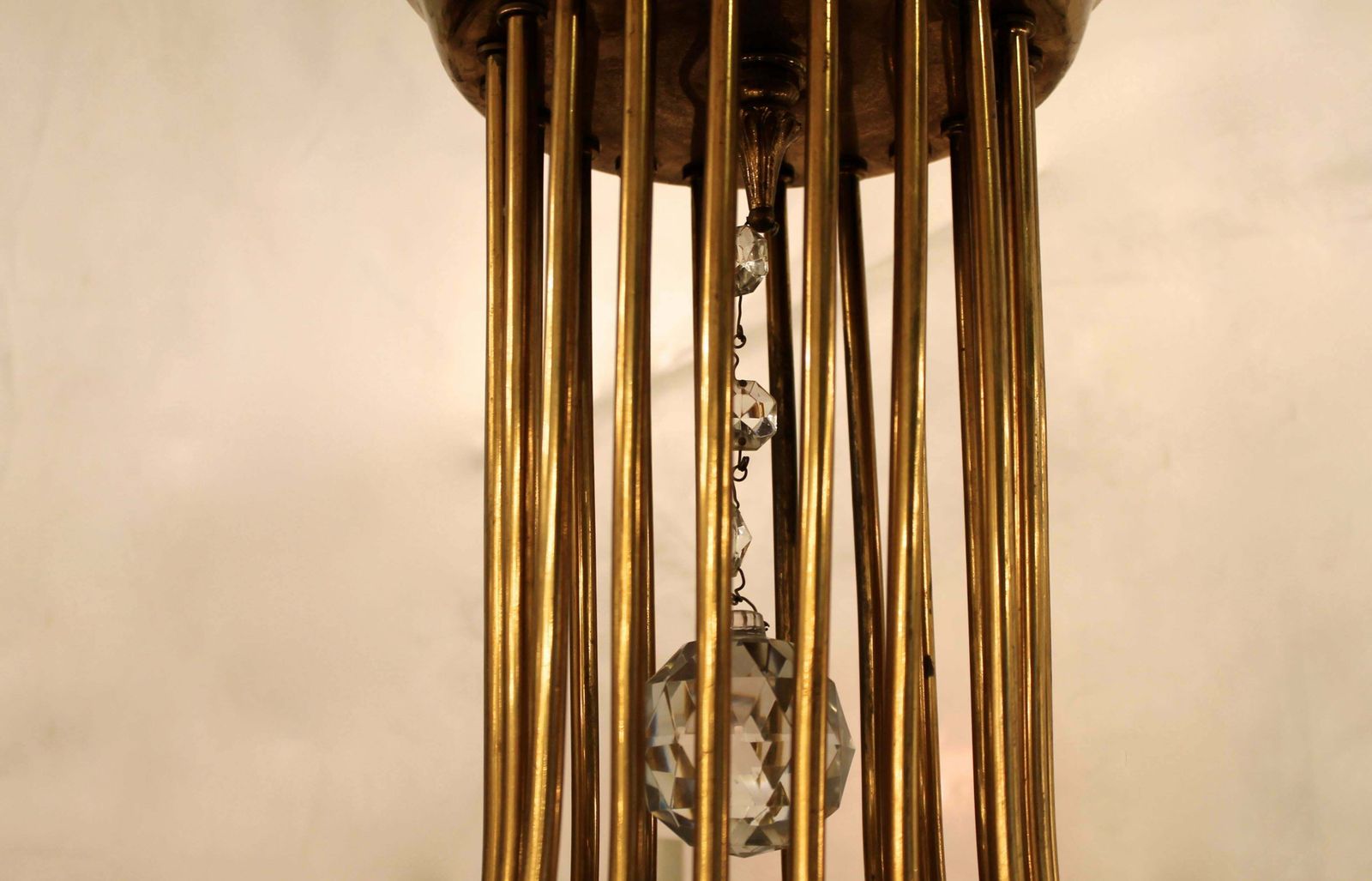 1950s Pendant Chandelier In Giltbronze By Italian Designer Oscar Torlasco photo Lighting
