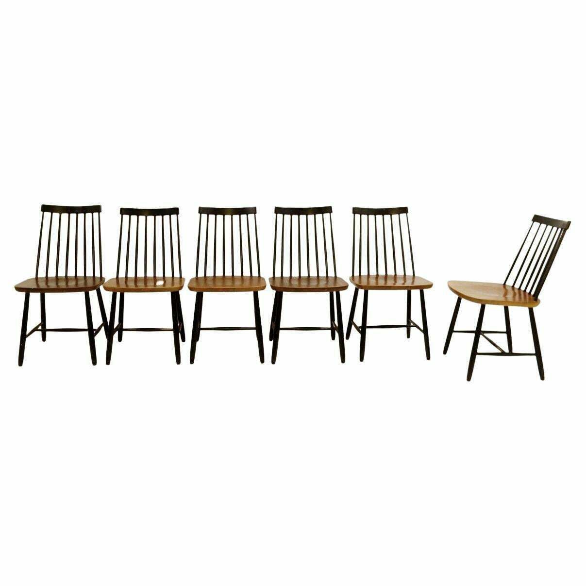 Mid Century Spindle Back Dining Chairs By Yngve Ekström For Pastoe, Netherlands