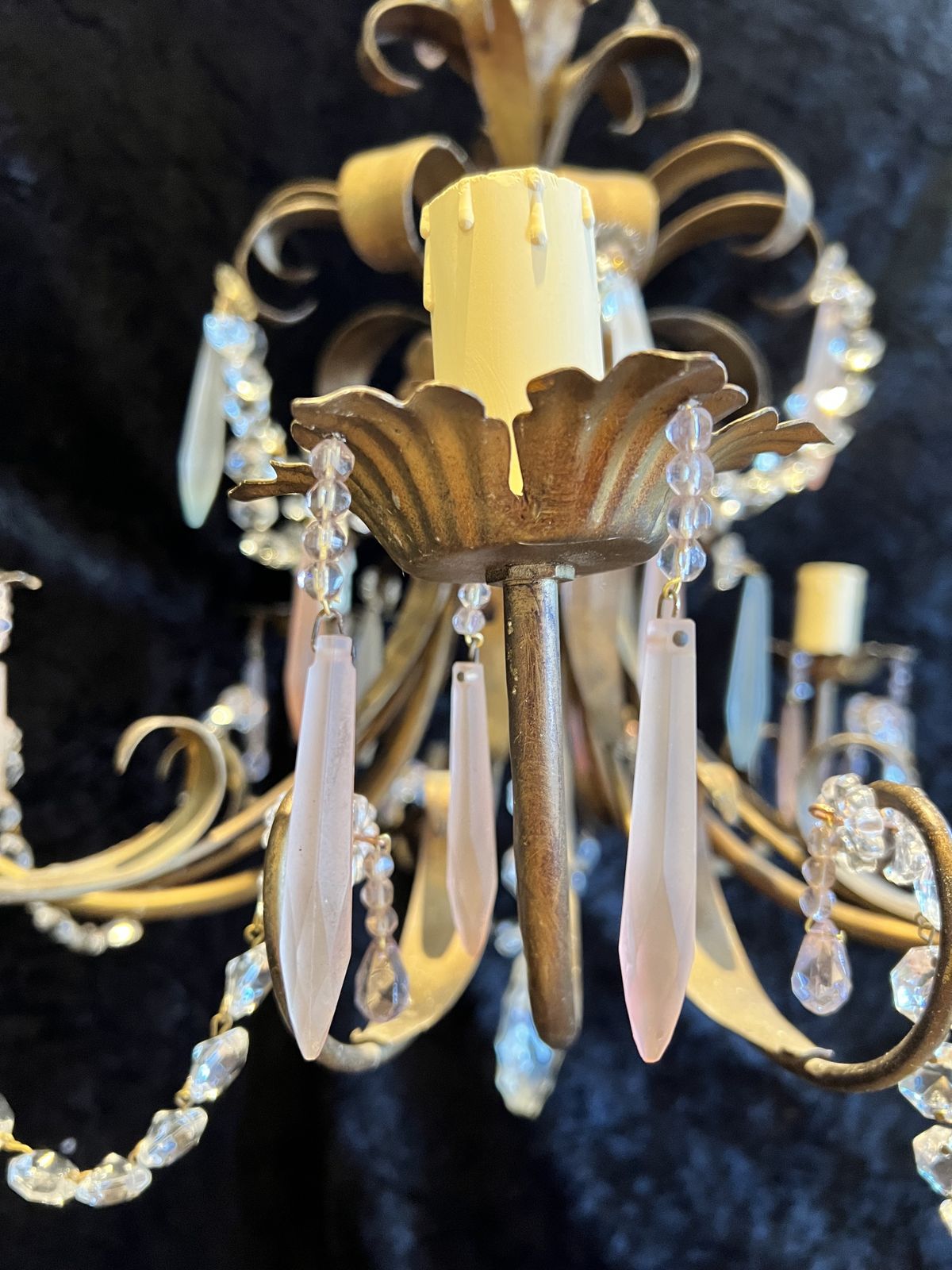 Lighting Five Light Italian Florentine Chandelier With Coloured Crystals. Cr773 photo