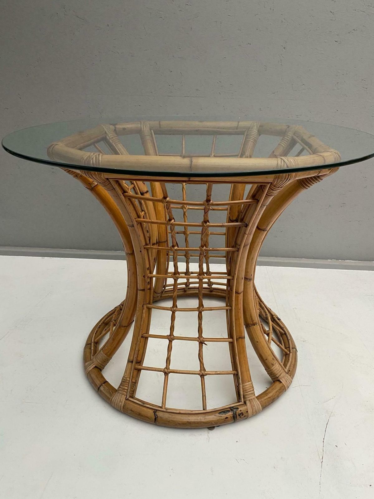 Rattan Table With Glass Top, Mid 20th Century photo furniture