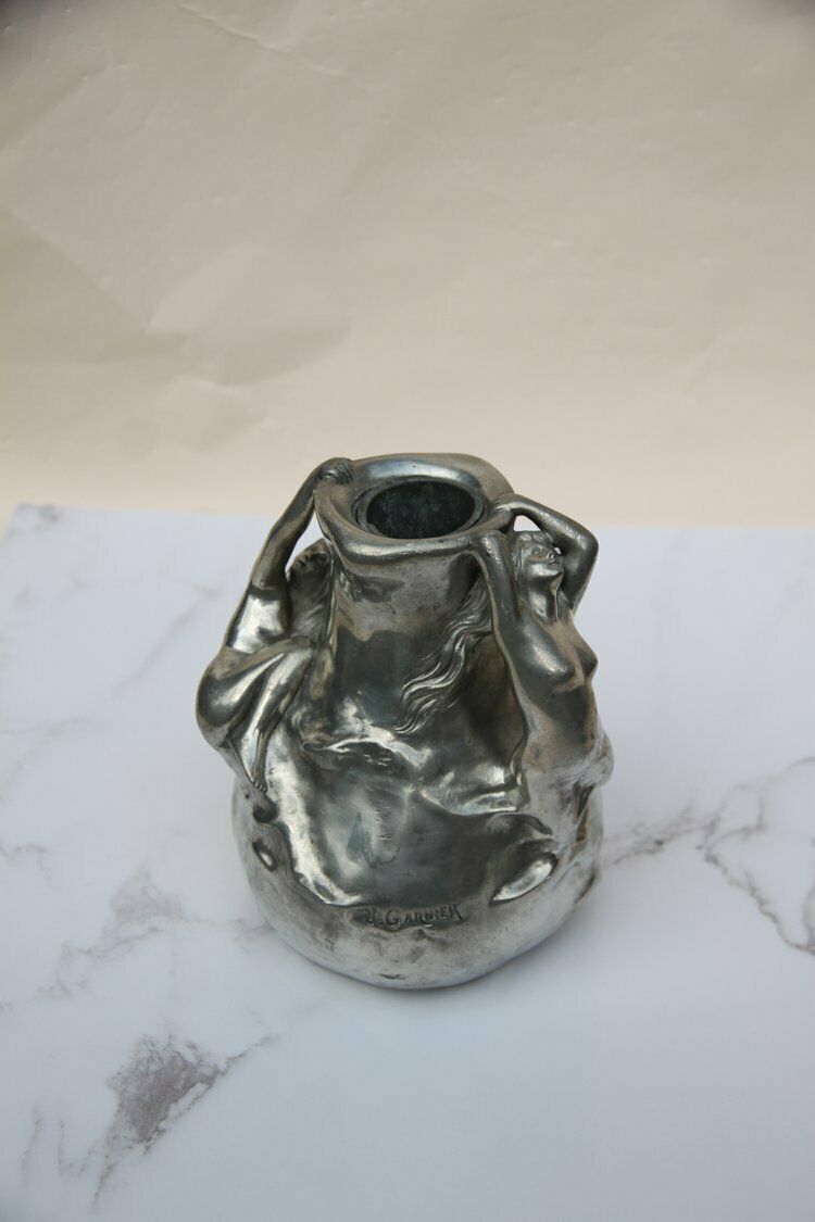 Antique Silver Vessel Vase Sculpture By J.Garnier photo furniture