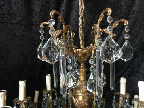 Very Large Italian Two Tiered Brass And Antique Chandelier photo furniture