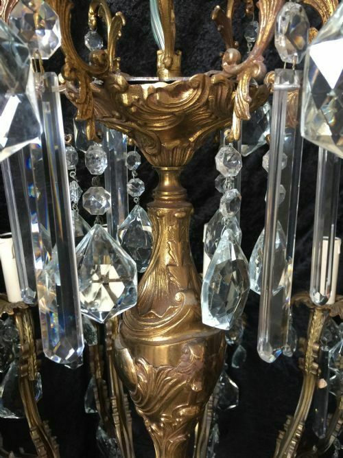 Very Large Italian Two Tiered Brass And Antique Chandelier photo for sale