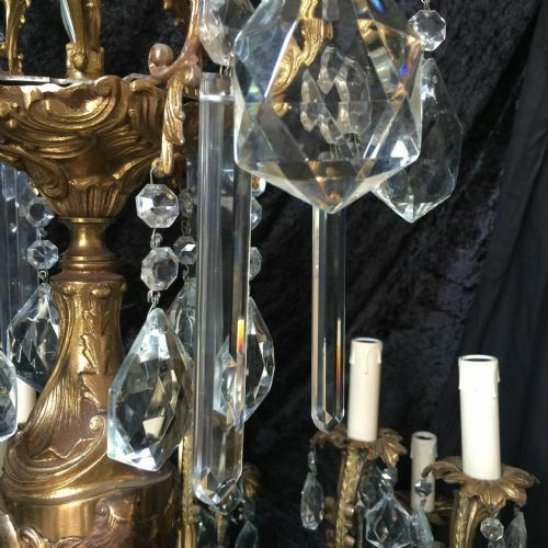 photo vintage Very Large Italian Two Tiered Brass And Antique Chandelier