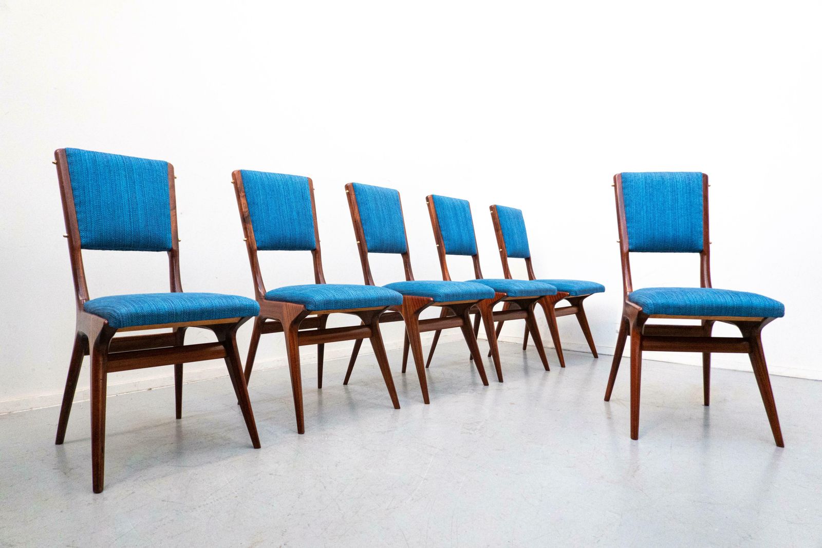 Set Of 6 Blue Chairs Model 634 By Carlo De Carli For Cassina, Italy, 1950s photo furniture