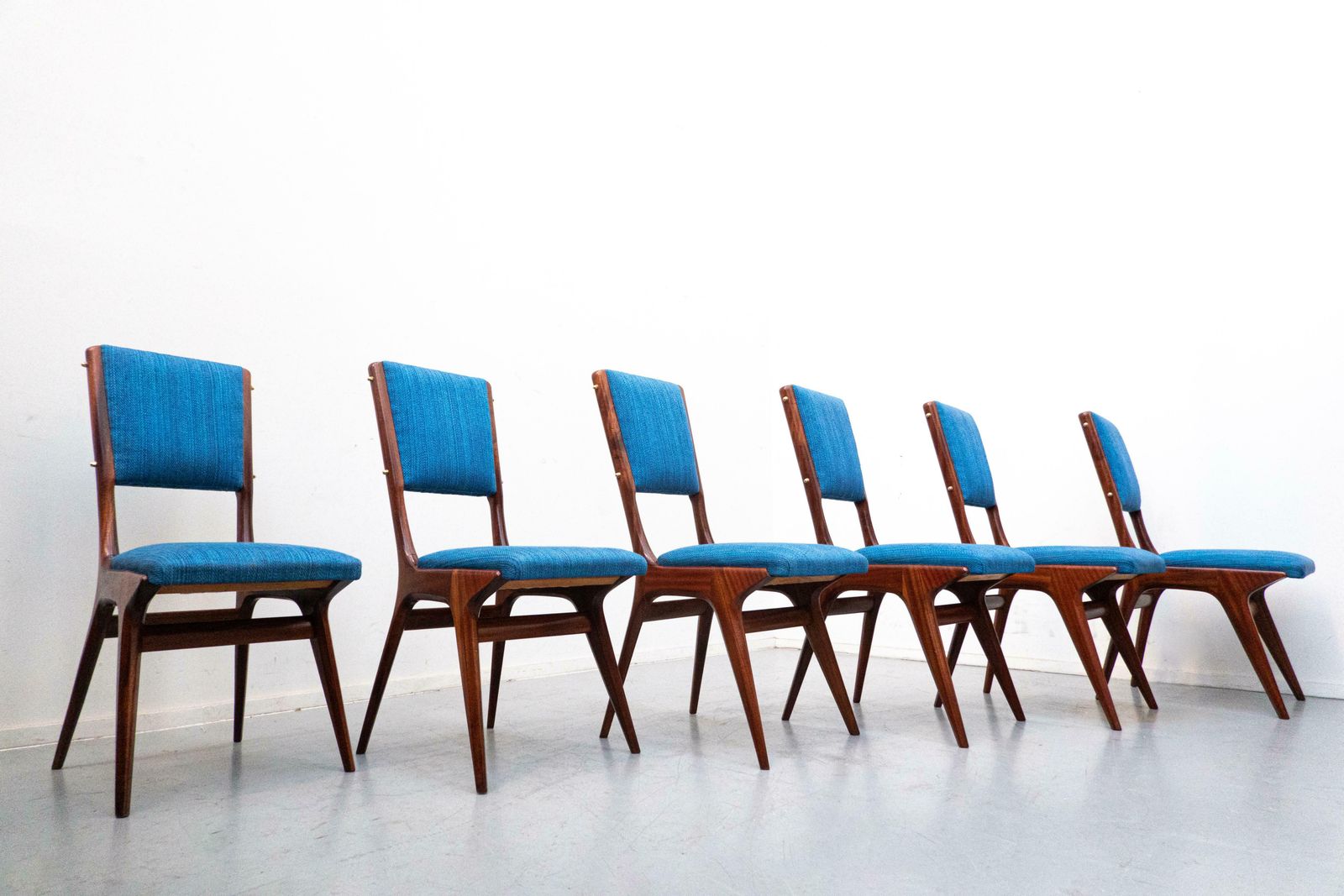 Set Of 6 Blue Chairs Model 634 By Carlo De Carli For Cassina, Italy, 1950s photo 12736.0