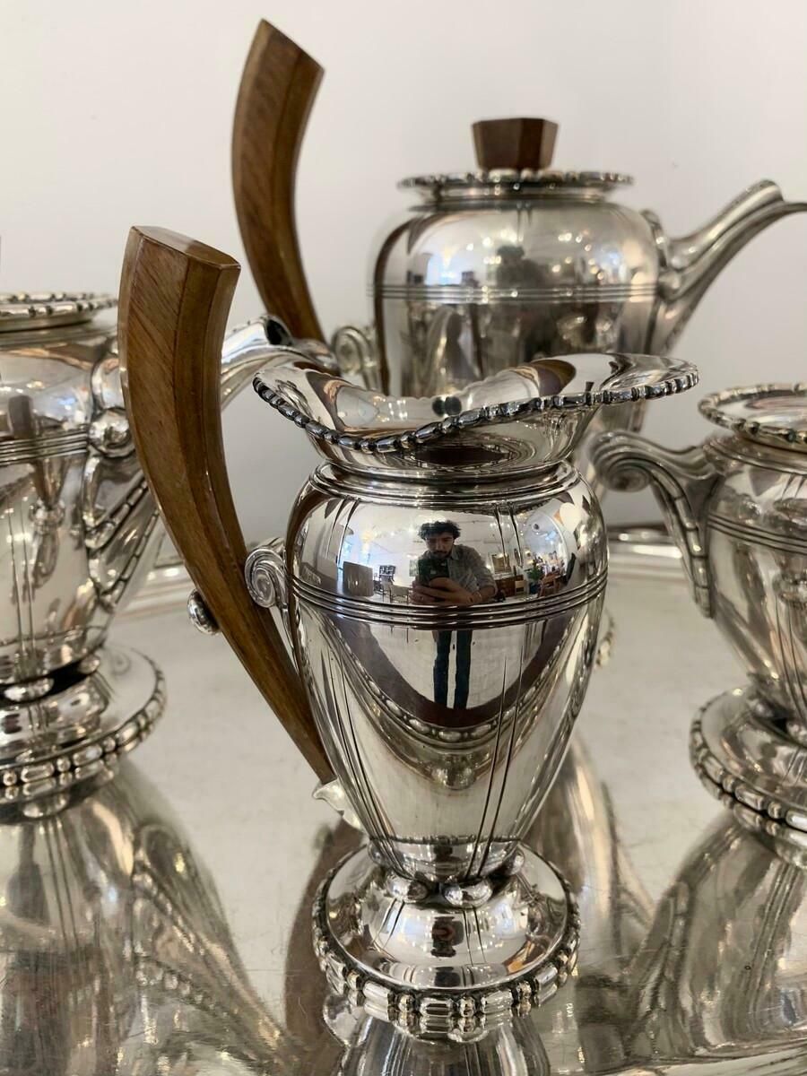 Durousseau & Raynaud Hallmarked Art Deco Silver Plated Service Set, France photo for sale