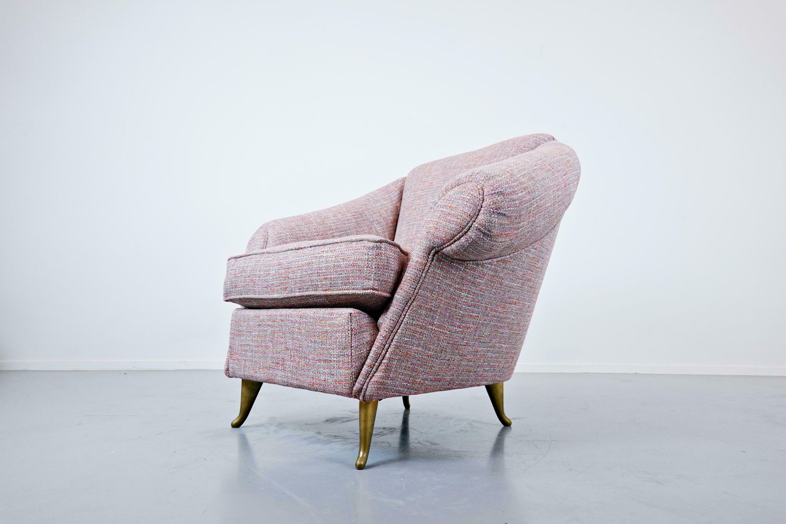 Pair Of Mid Century Modern Light Pink Italian Armchairs, 1950s, New Upholstery photo buy