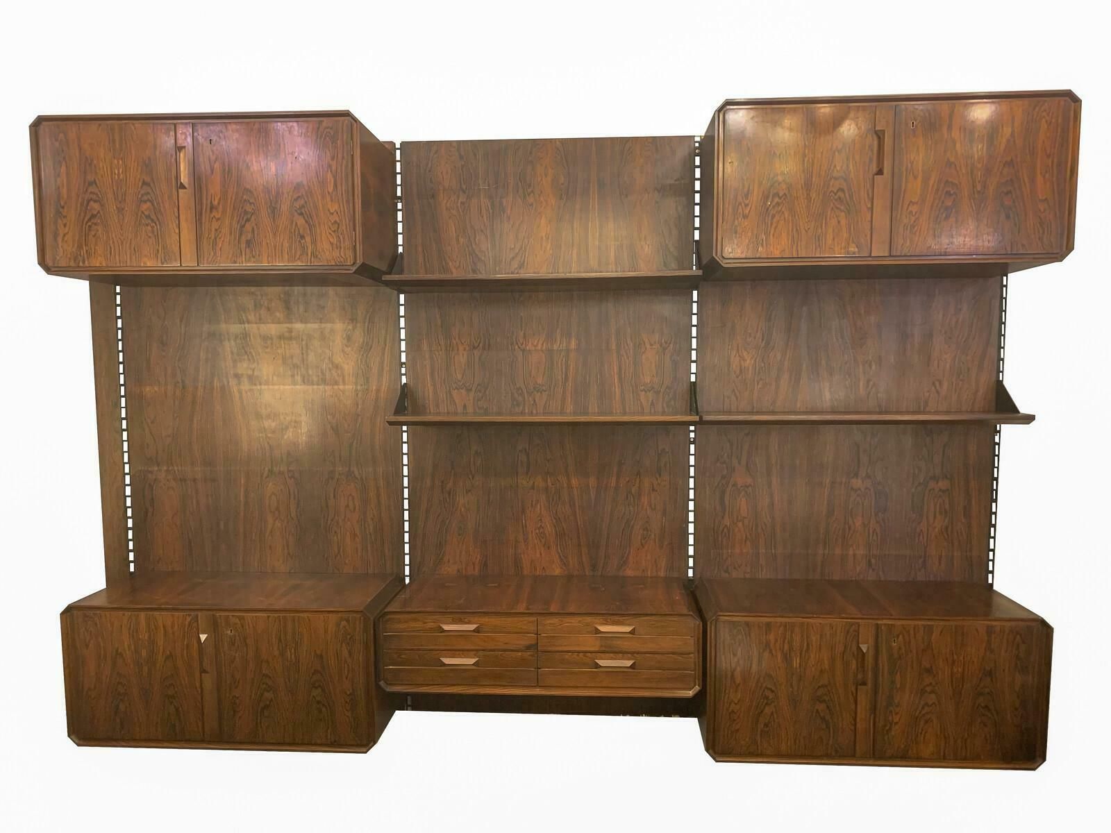Mid Century Modern Italian Wall Unit, Wood, 1960s