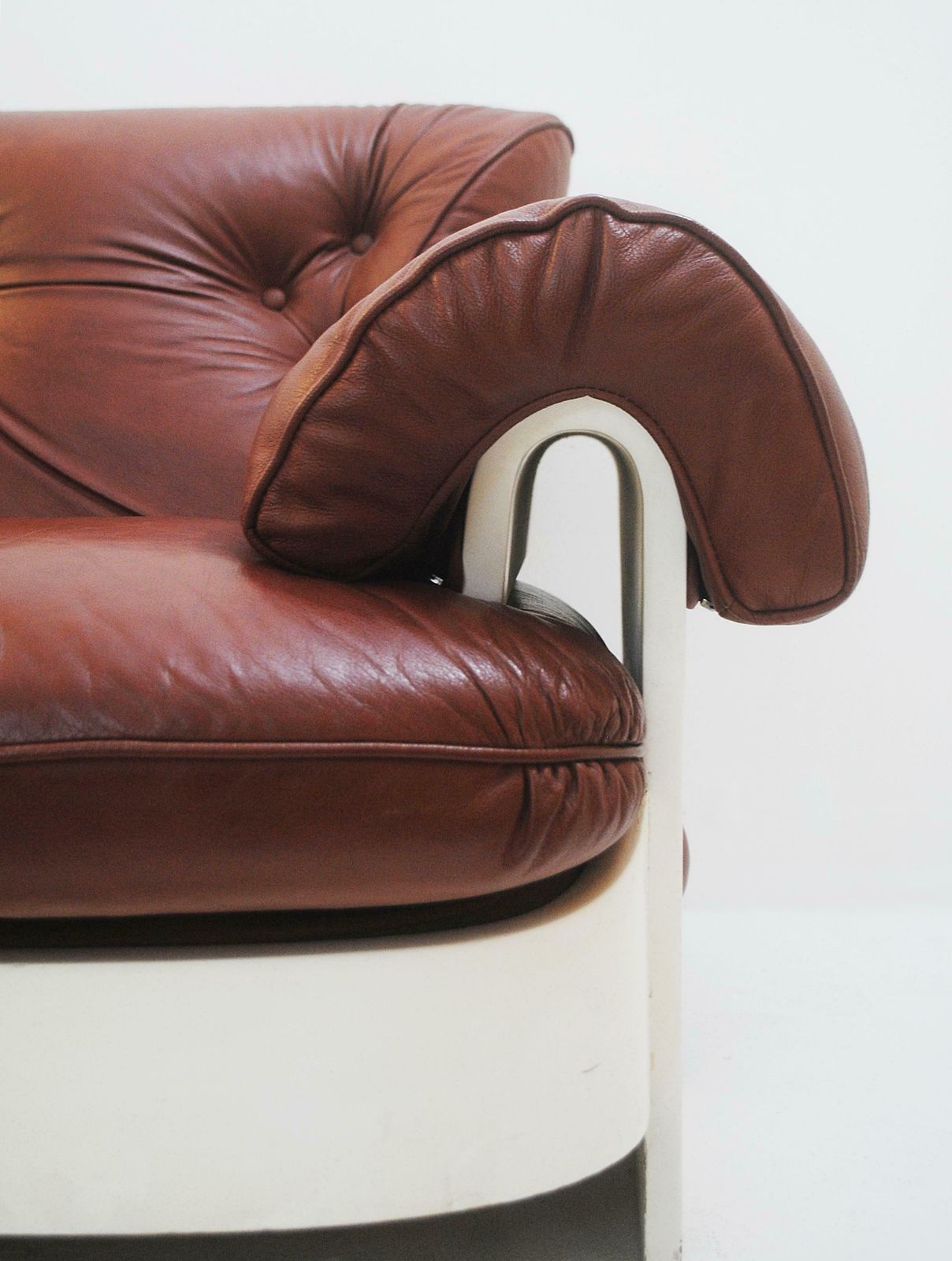 Sofa In Leather And Lacquered Wood, Italy, Circa 1980s photo Furniture
