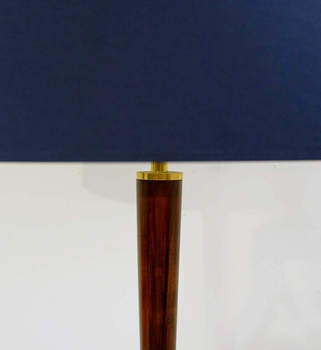 Mid Century Modern Blue Floor Lamp, In Wood And Brass, Italy, 1950s photo vinterior