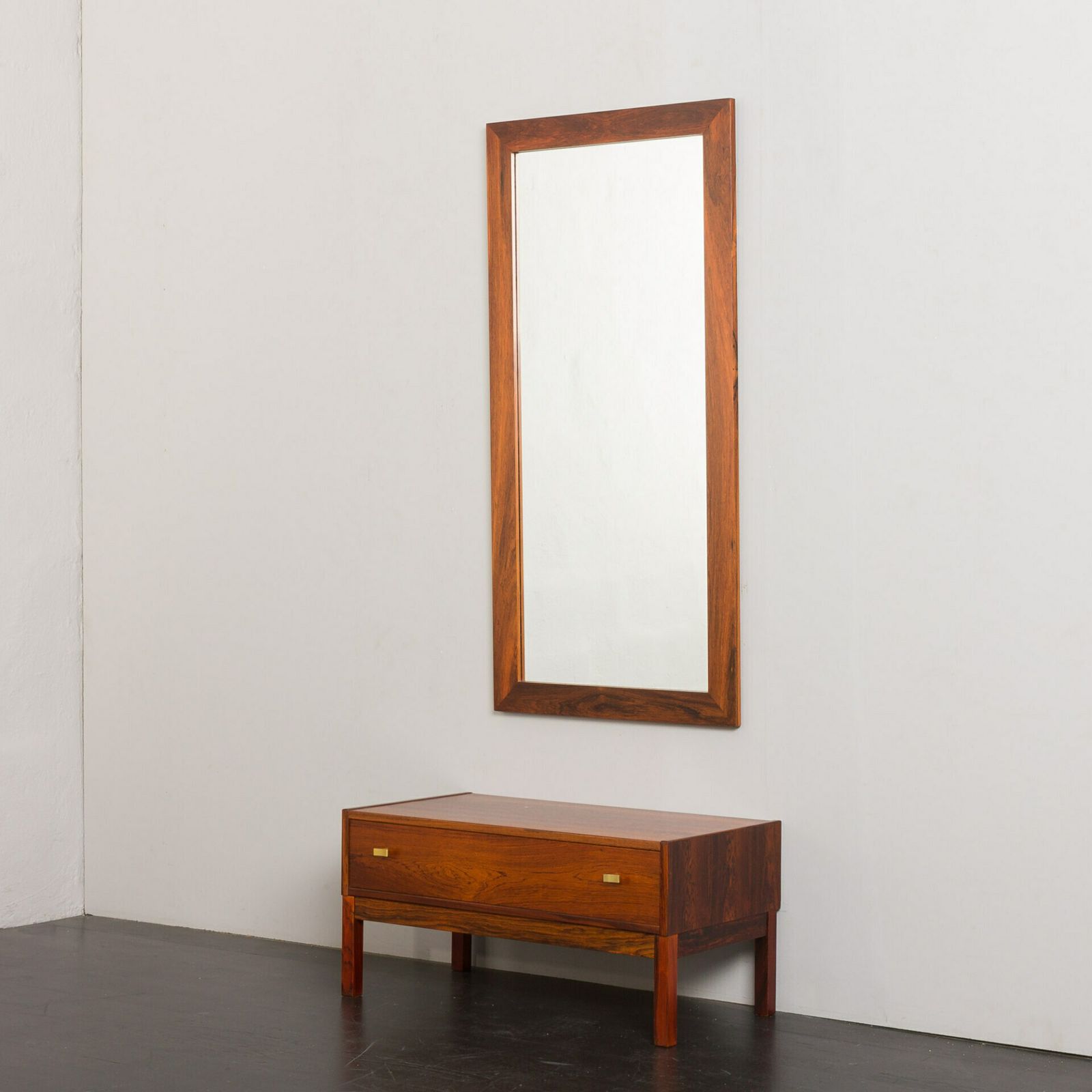Scandinavian Mid Century Rosewood Console With A Mirror, Denmark 1960s photo for sale