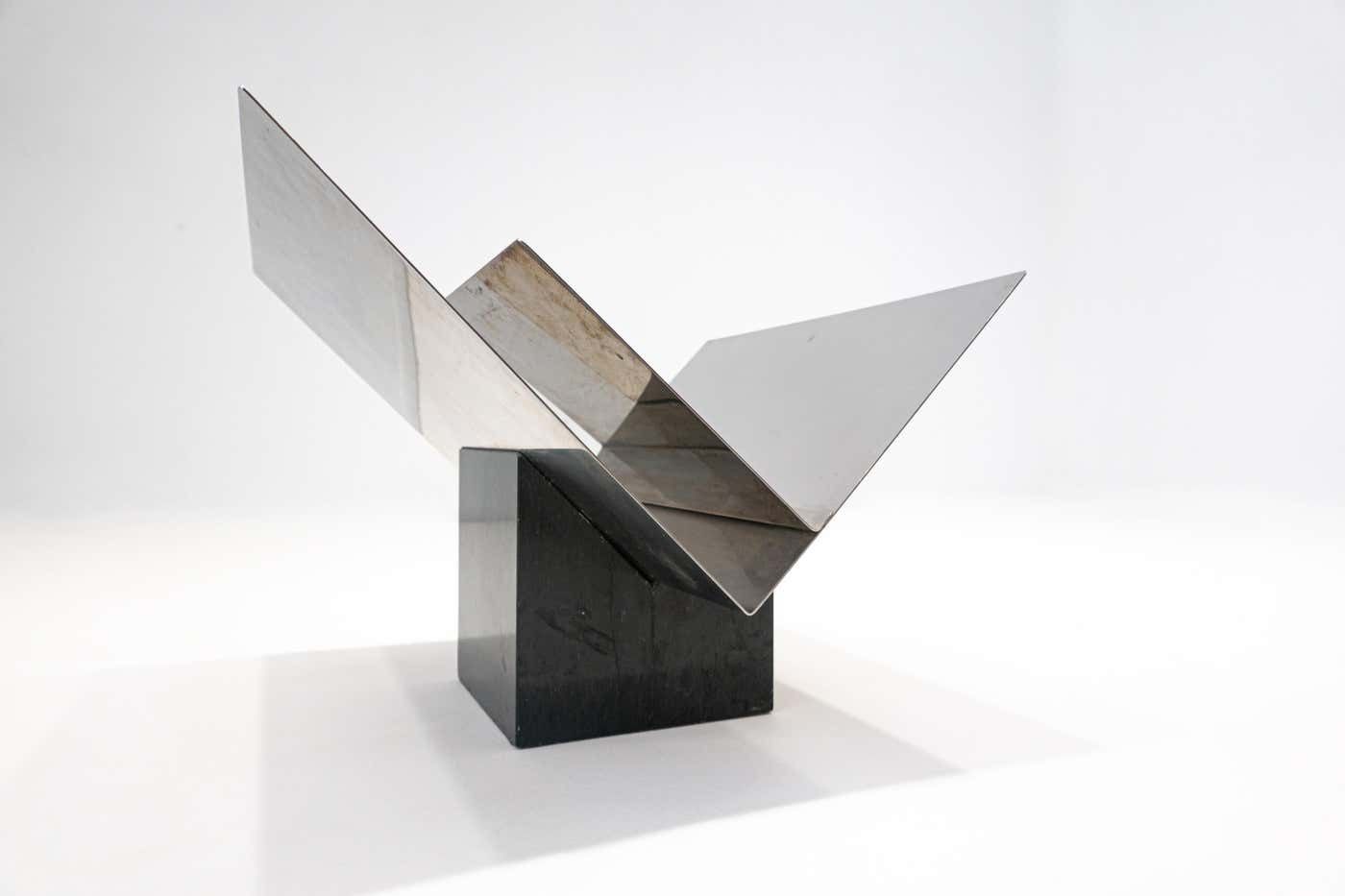 Mid Century Modern Magazine Rack By Sergio Asti, Marble And Steel, Italy, 1960s photo 2070.0