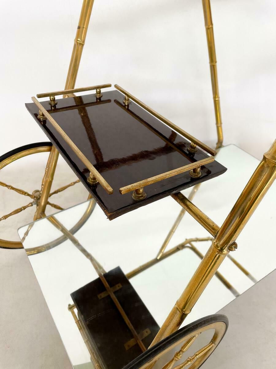 Mid Century Modern Brass And Glass Trolley, Italy, 1950s photo Furniture