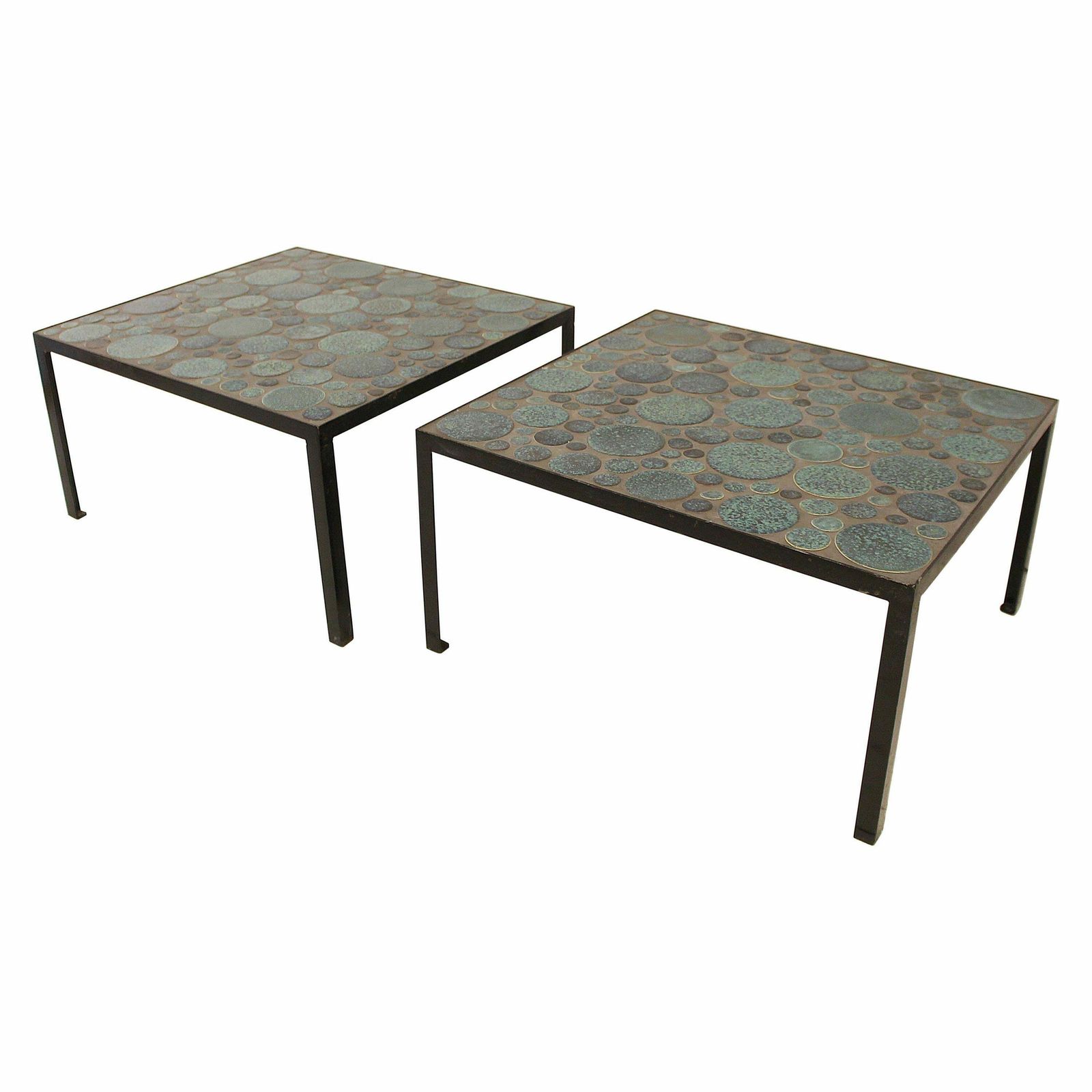 Pair Of Contemporain Ceramic Coffee Tables By Aliette Vliers