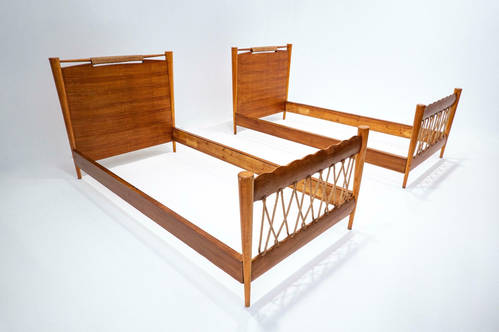Pair Of Beds Attributed To Guglielmo Pecorini, Cherry Wood, Italy, 1940s photo furniture