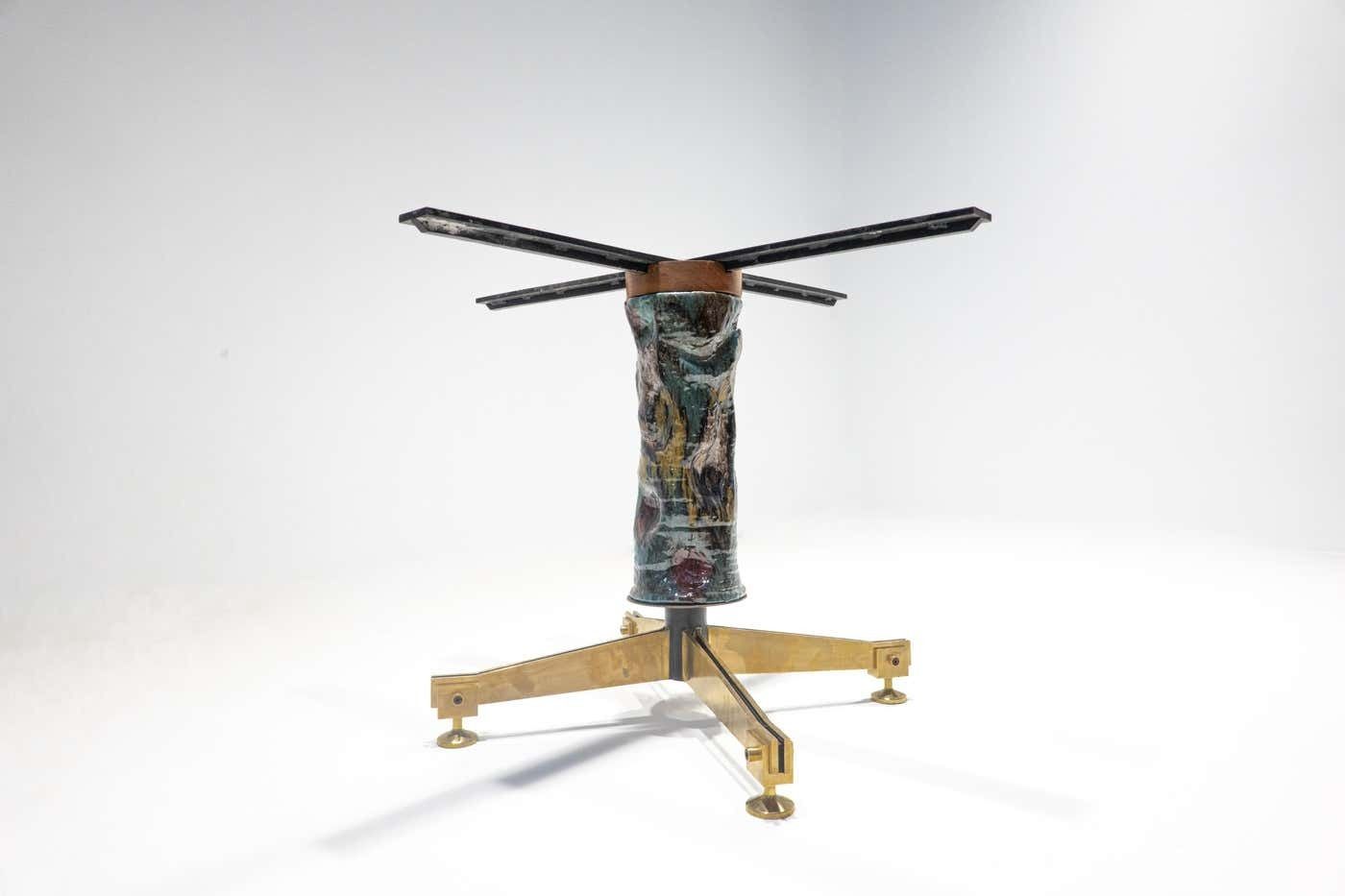 photo for sale Wood And Ceramic Extendable Dining Table Melchiorre Bega & Pietro Melandri