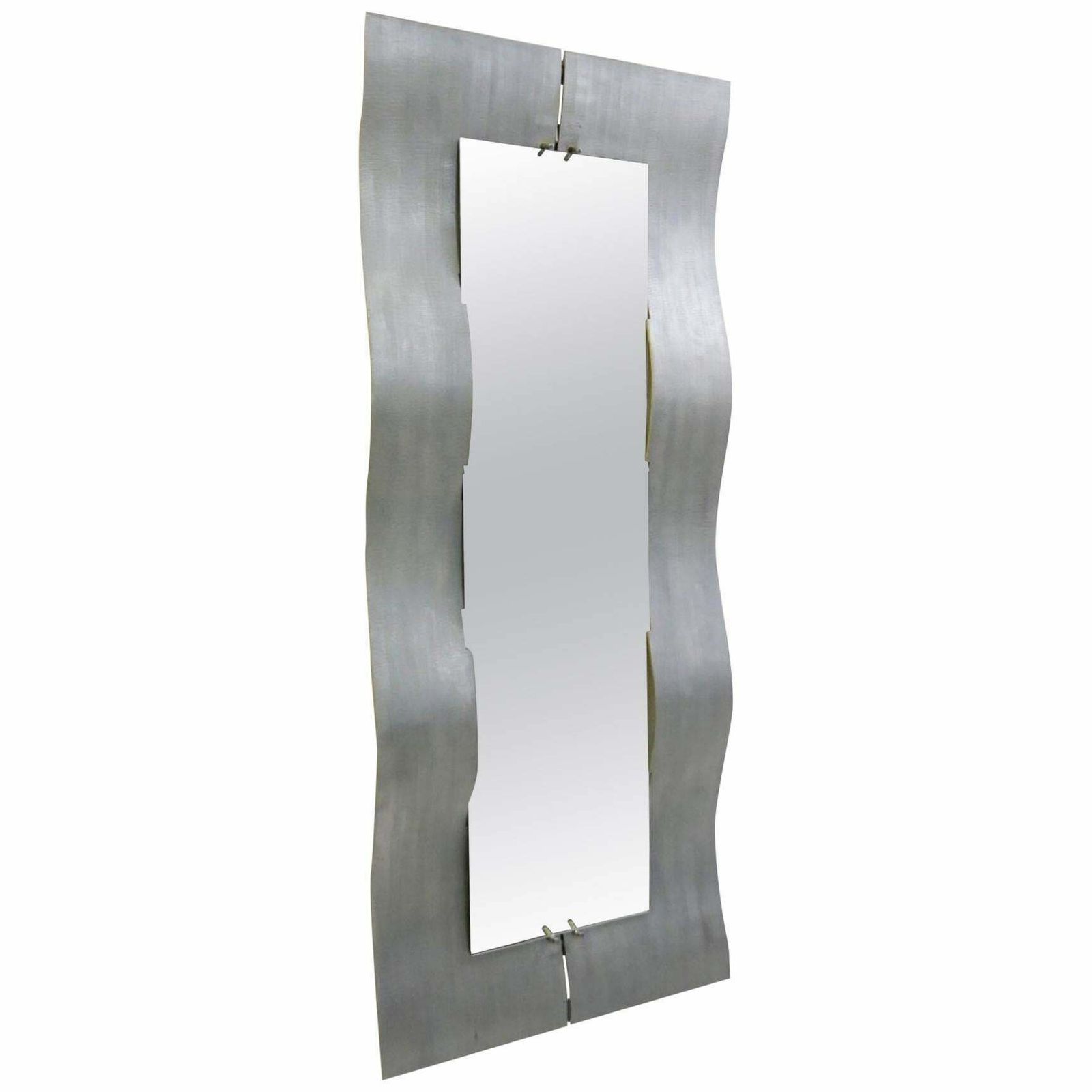 Etched Aluminium "Wave" Full Length Mirror By Lorenzo Burchiellaro, 1970