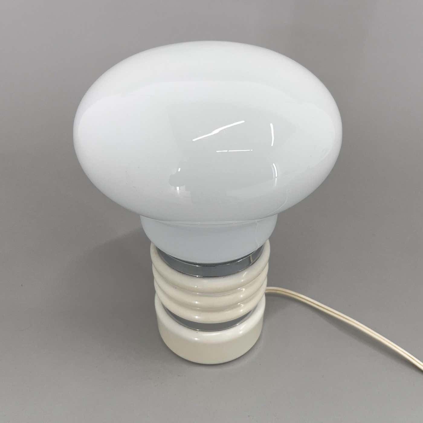 Mid Century Metal & Milk Glass Table Lamp, Italy photo Lighting