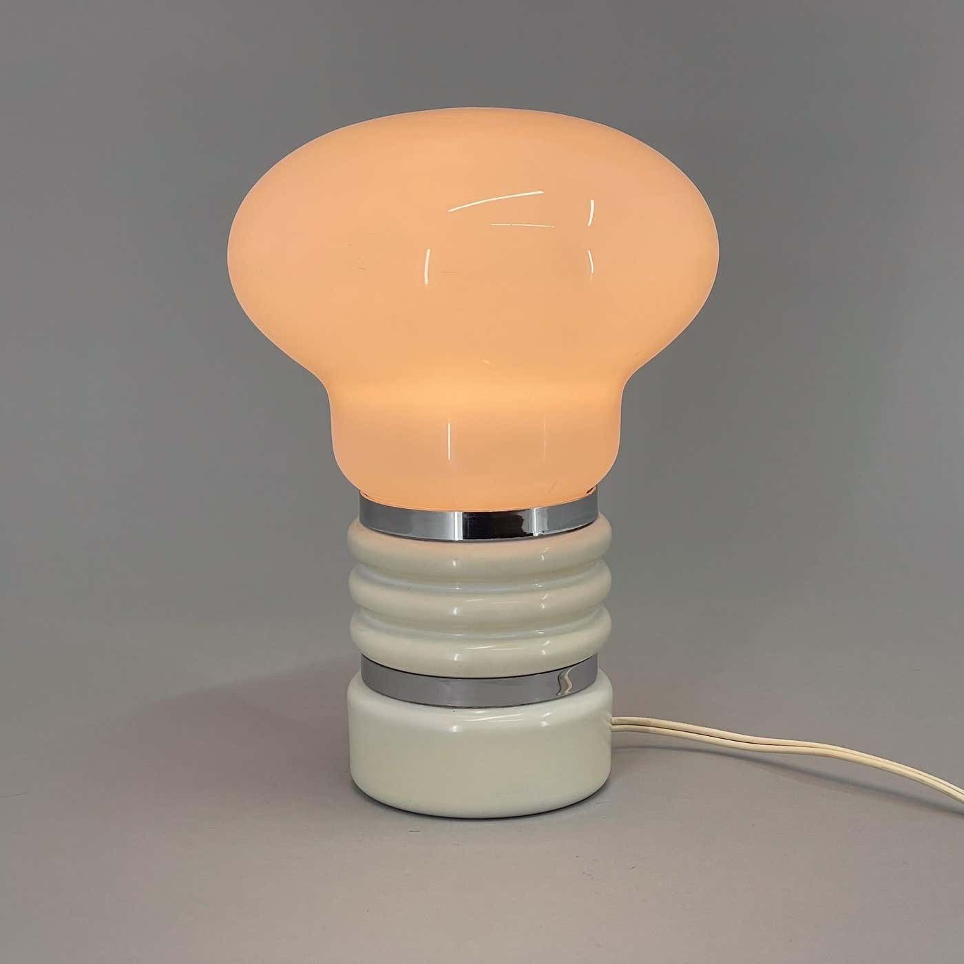 Mid Century Metal & Milk Glass Table Lamp, Italy photo buy