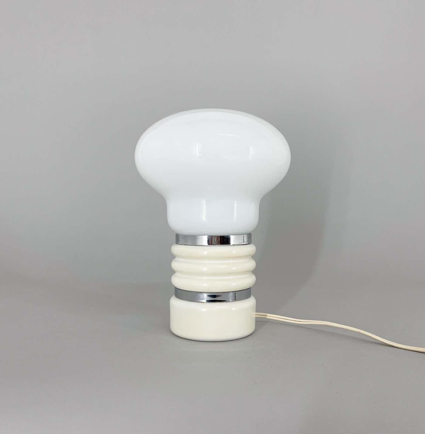 photo for sale Mid Century Metal & Milk Glass Table Lamp, Italy