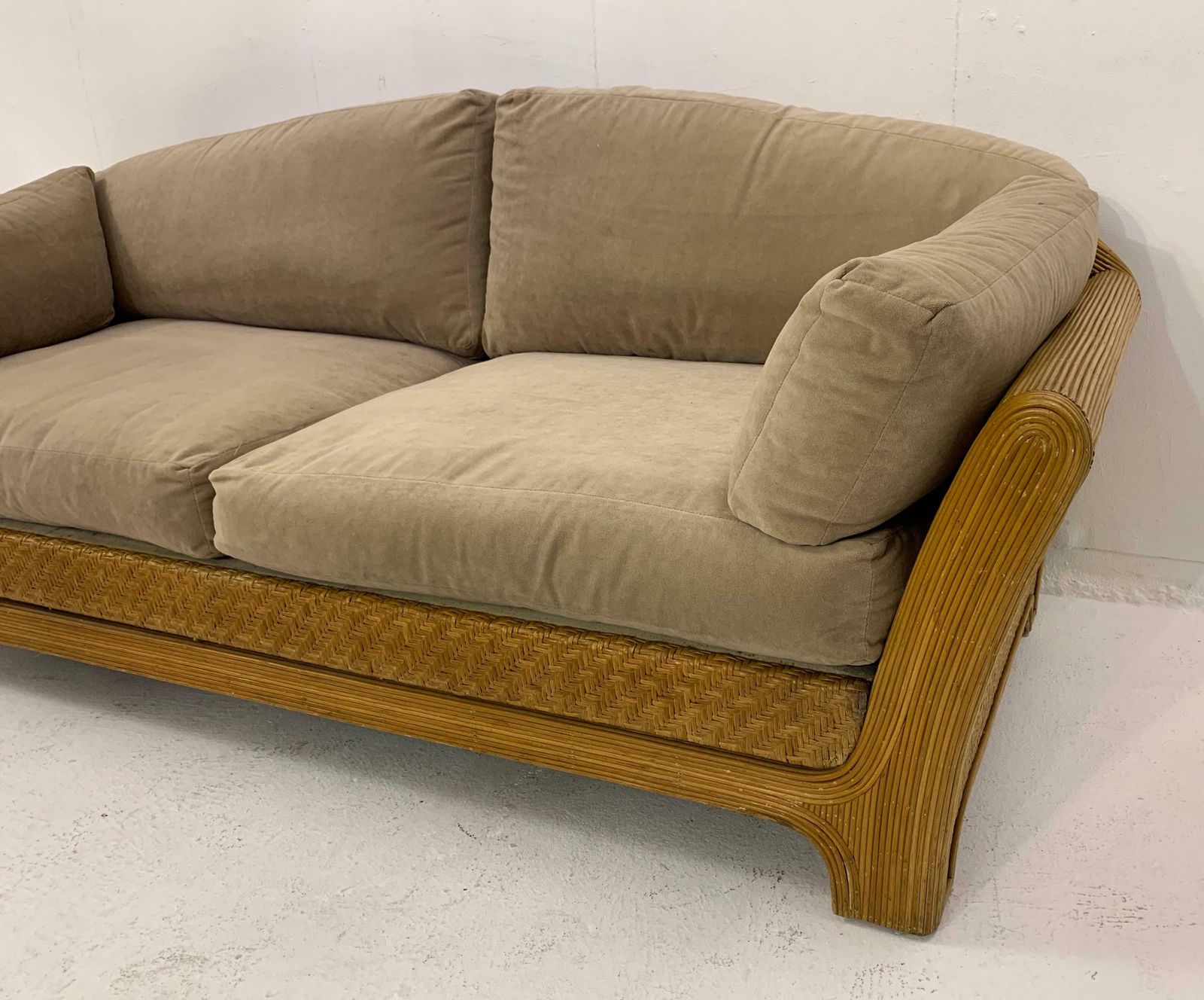 Mid Century Rattan Sofa 1960s, Vintage photo for sale