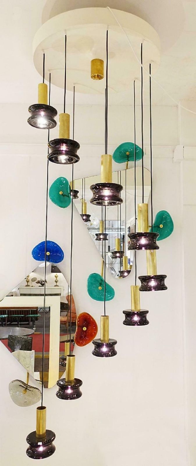 Glass Pendants Chandelier   Belgian Creation By Jacques Nonnon photo 4769.0