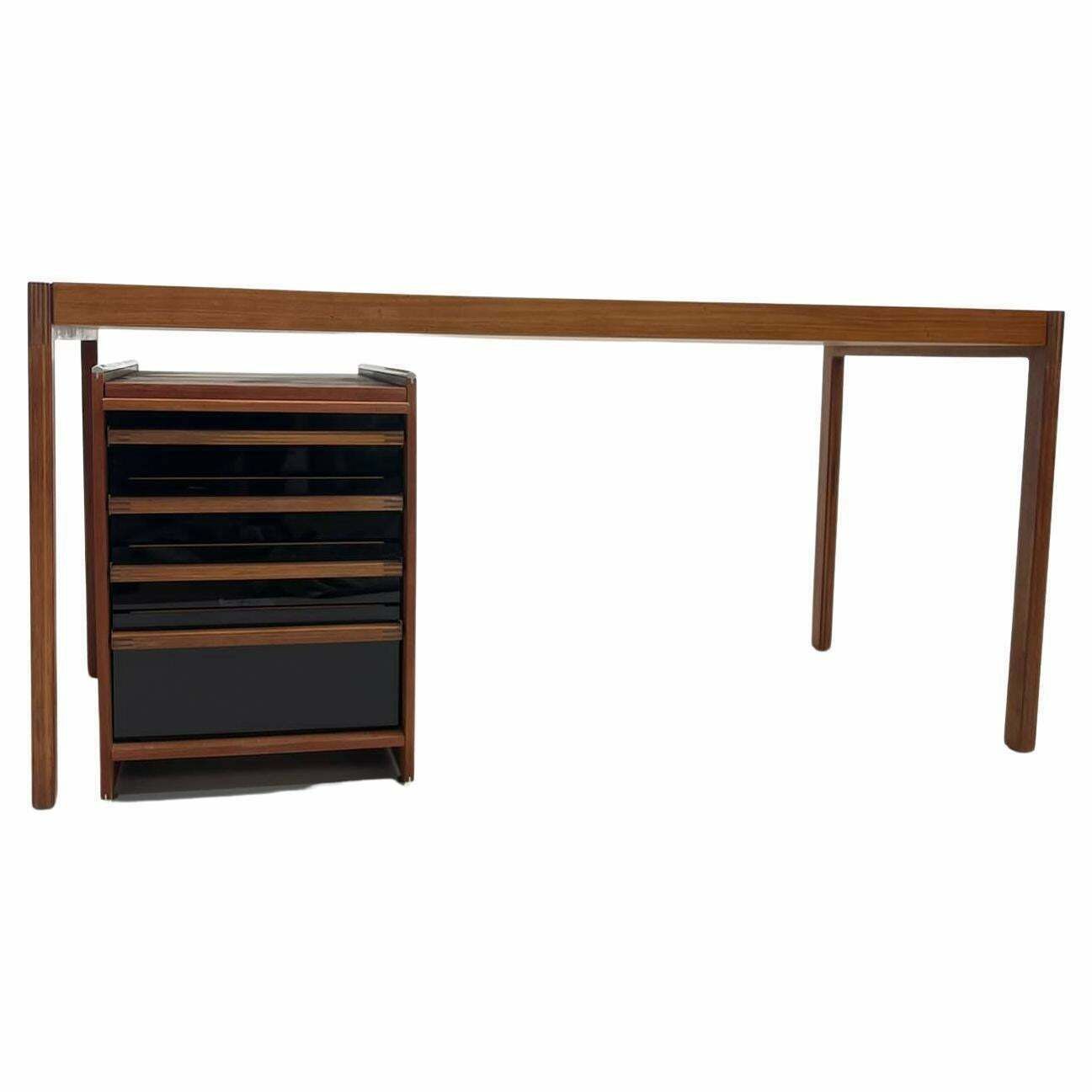 Mid Century Wooden Scandinavian Desk With Drawers, 1960s