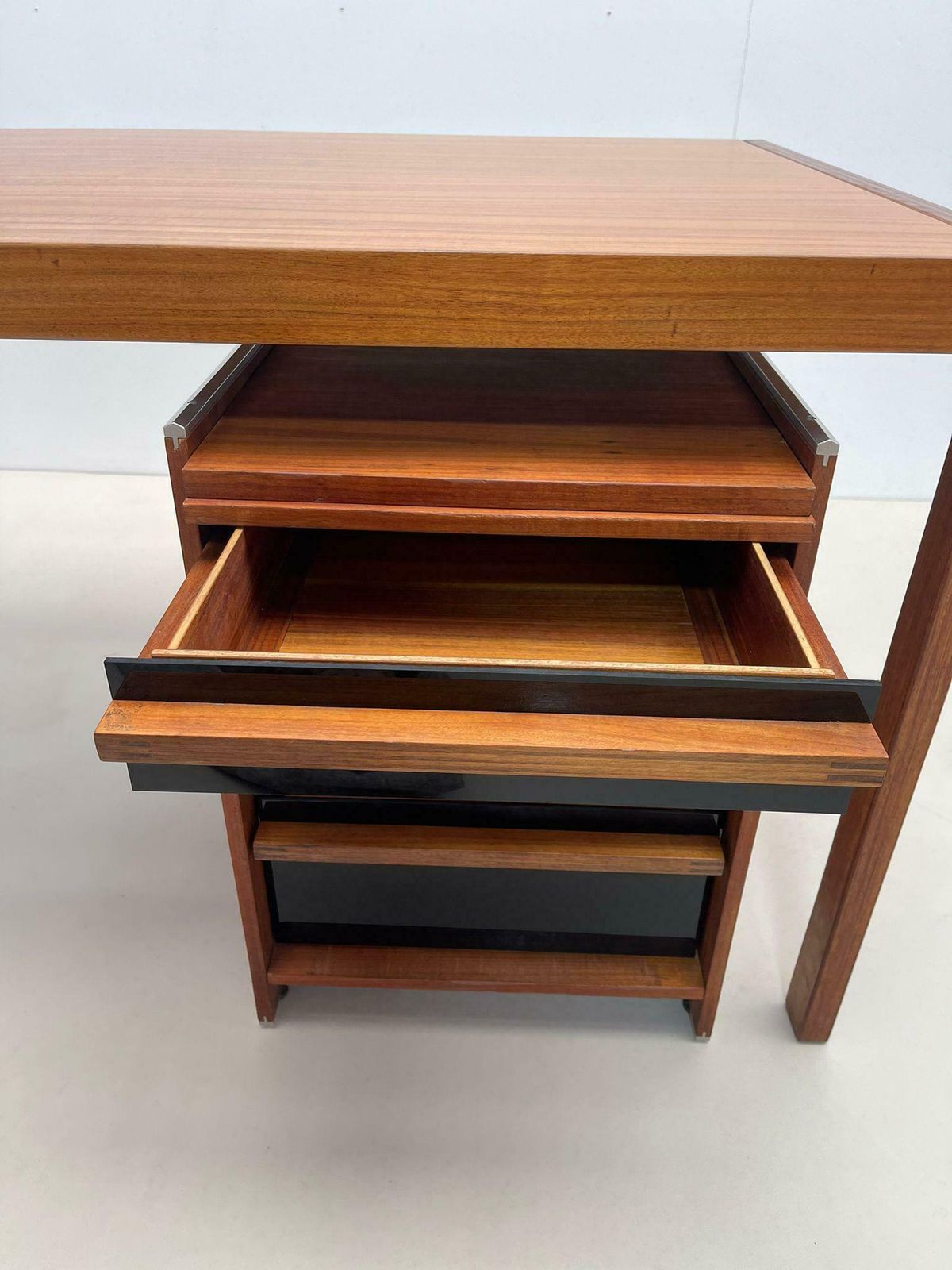 photo for sale Mid Century Wooden Scandinavian Desk With Drawers, 1960s