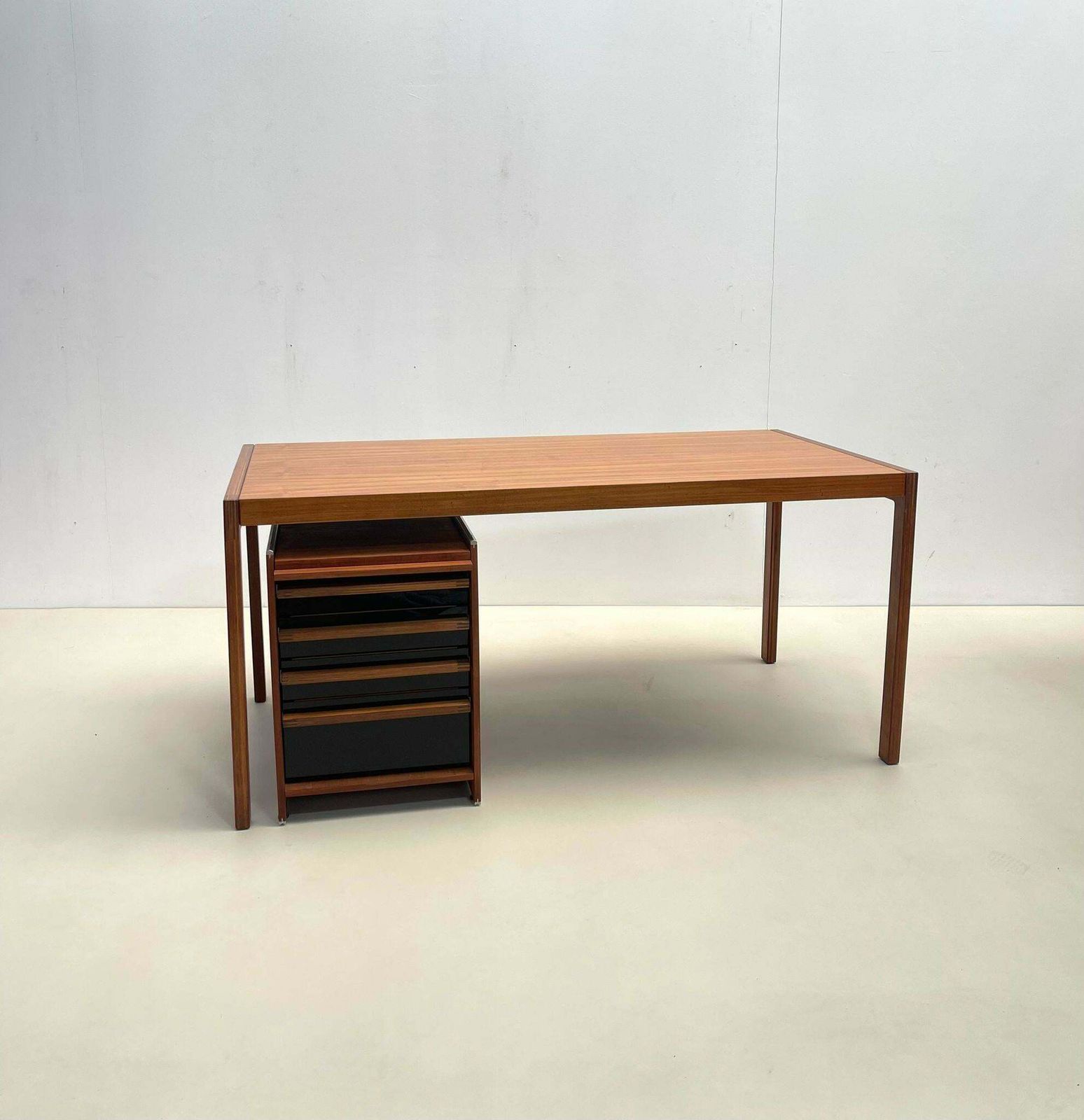 Furniture Mid Century Wooden Scandinavian Desk With Drawers, 1960s photo