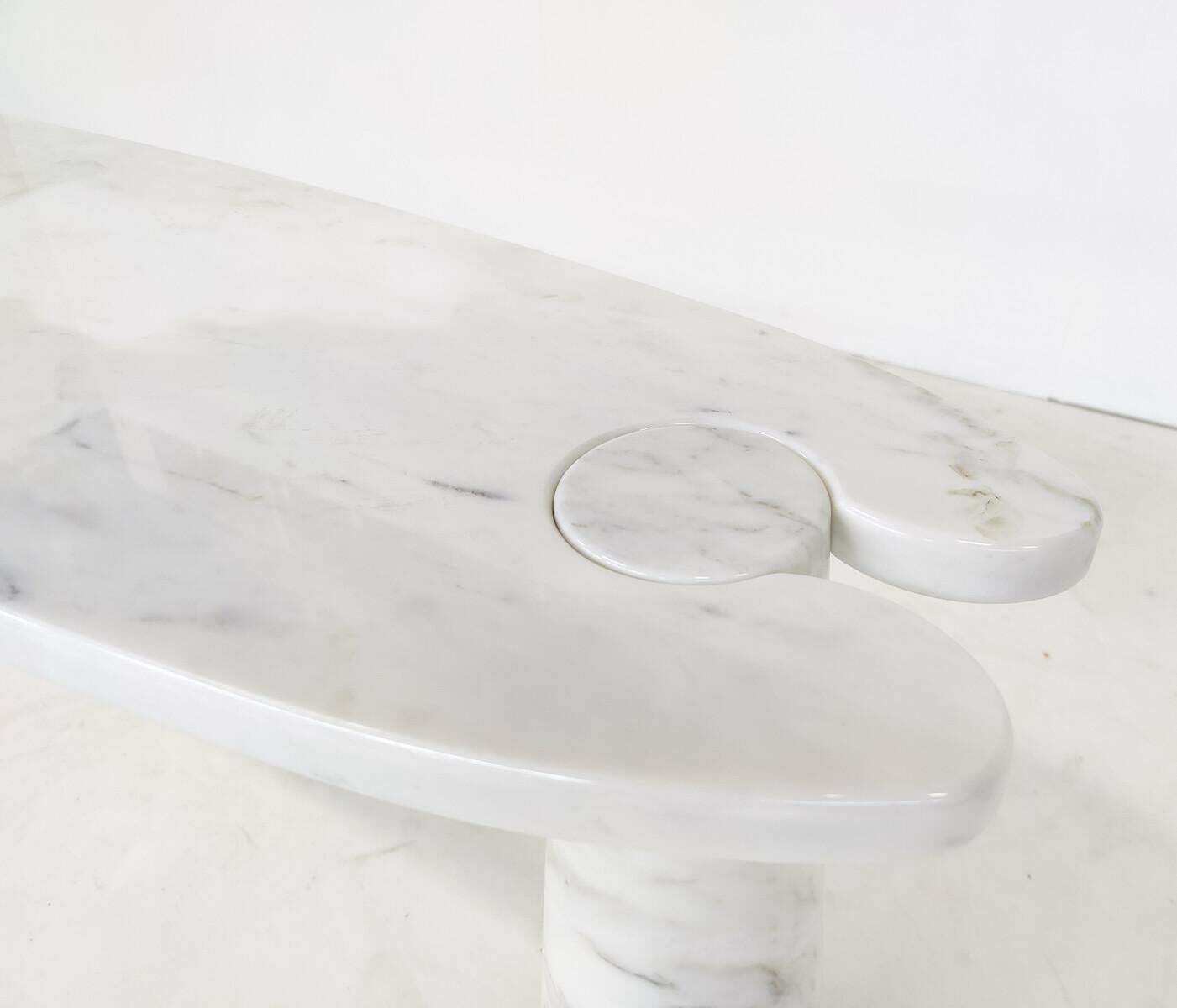 Mid Century Eros Console By Angelo Mangiarotti For Skipper, White Marble, 1980s photo for sale