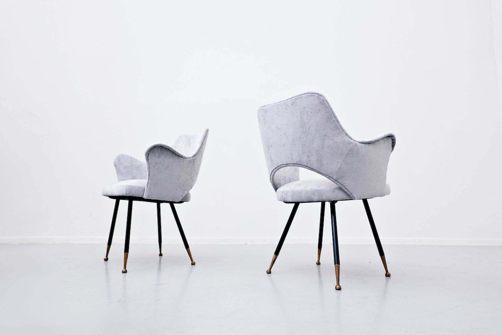 Mid Century Modern Pair Of Italian Armchairs, Velvet, 1950s photo furniture