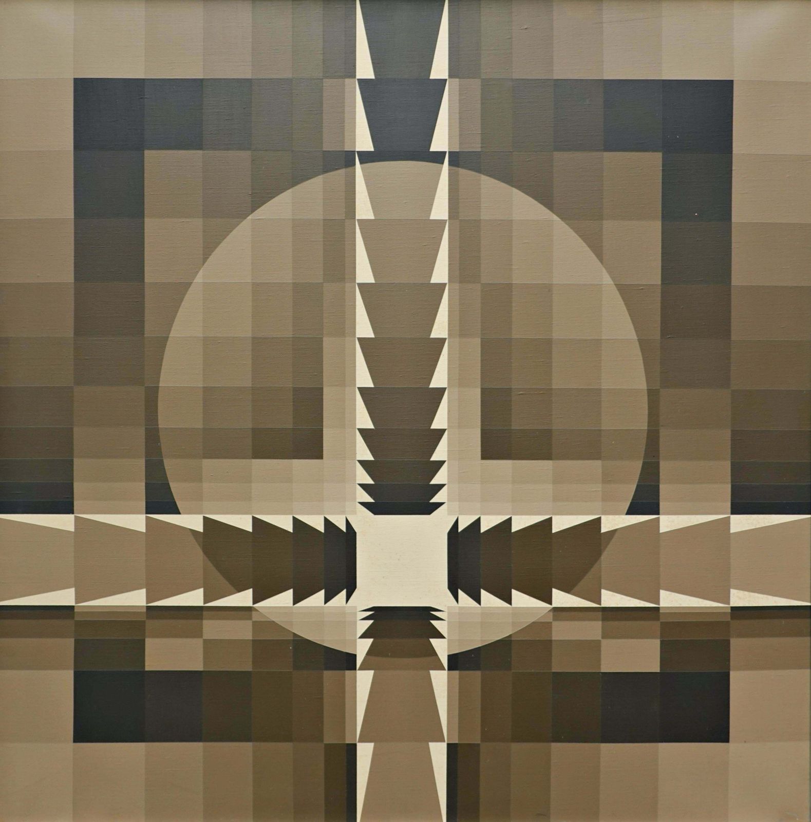 Georges Vaxelaire, Oil On Canvas "Composition Géométrique", 1977, Belgium photo Art