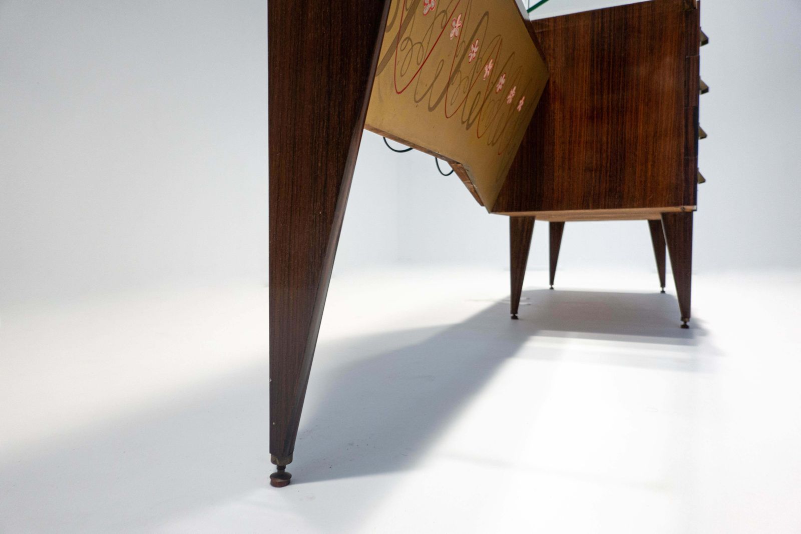 photo buy Mid Century Modern Italian Wooden Dressing Table With Lightning Mirror, 1960s