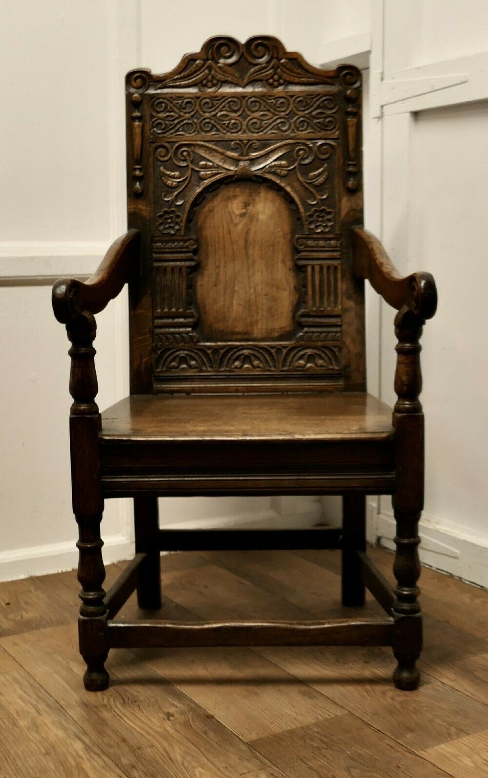 18th Century Carved Oak Celtic Wainscot Chair