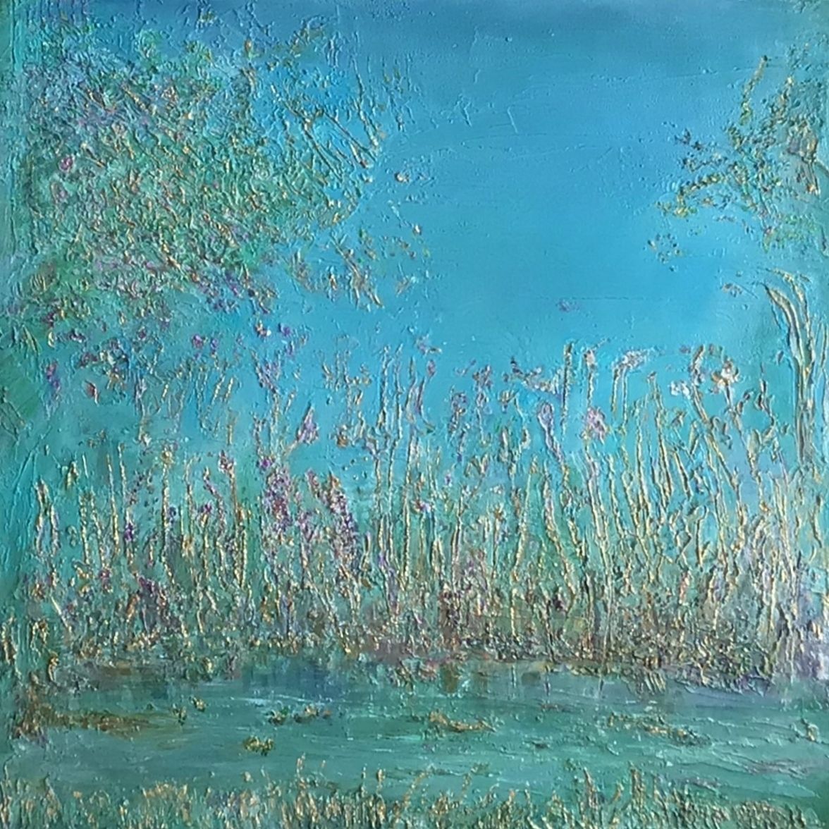 Golden Glints By A Summer Stream By Carolyn Miller