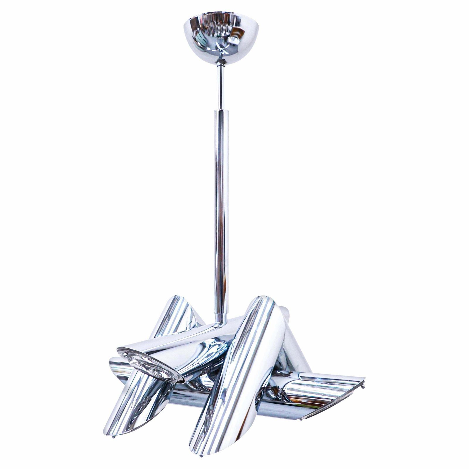 Mid Century Modern Italian Metal Suspension In The Style Of Gaetano Sciolari