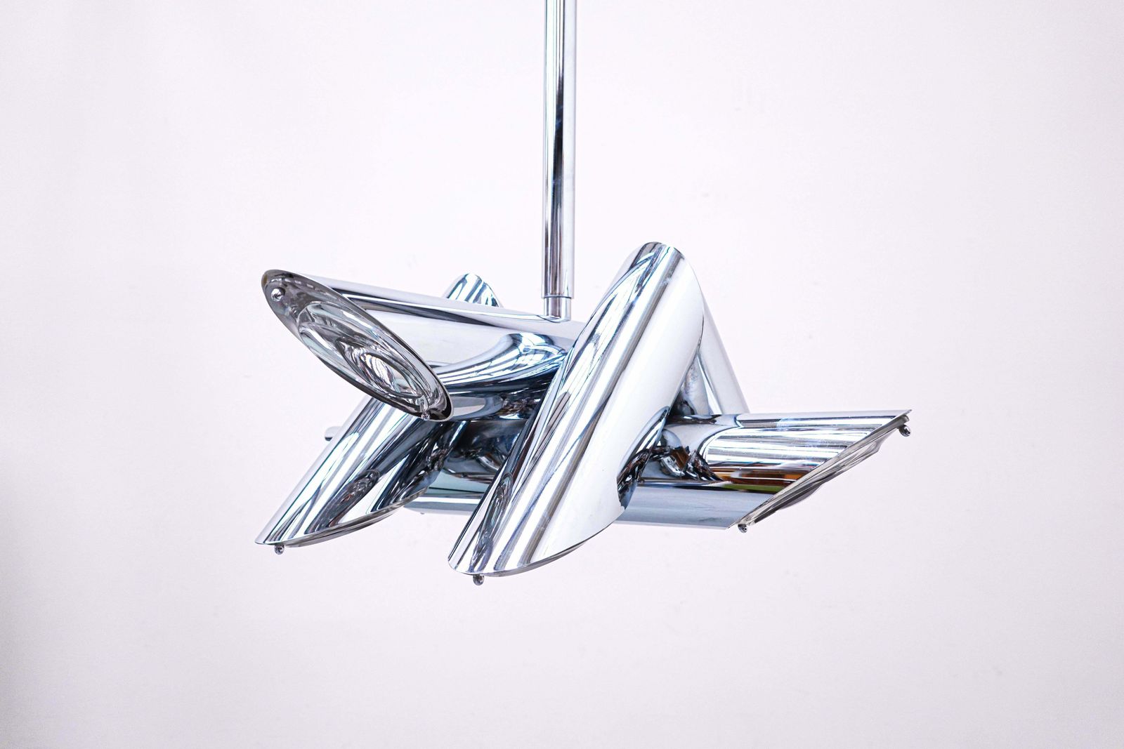 Mid Century Modern Italian Metal Suspension In The Style Of Gaetano Sciolari photo buy