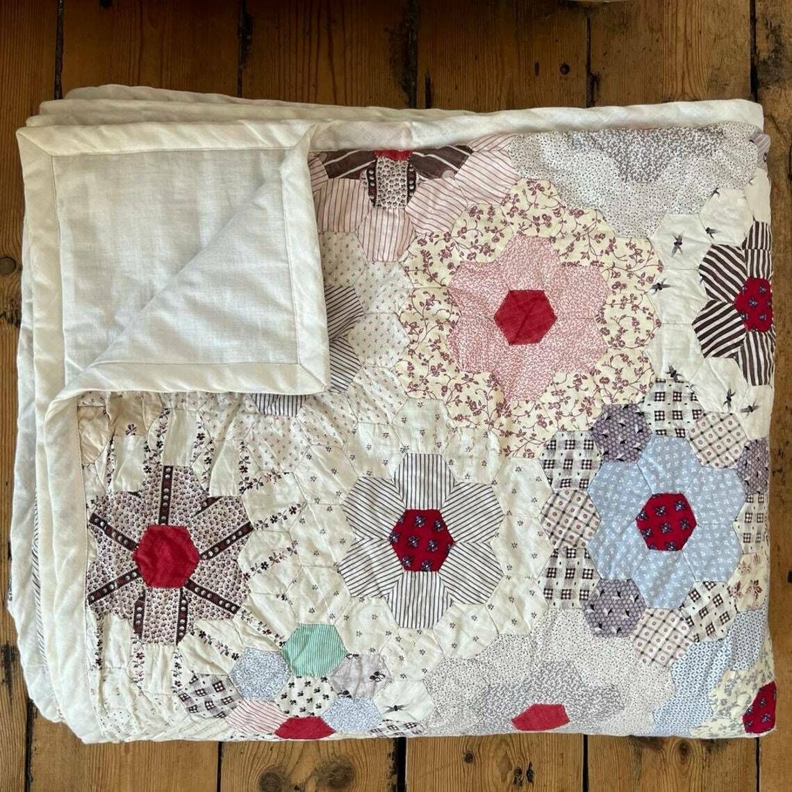 19th Century Hand Stitched Patchwork Quilt photo furniture