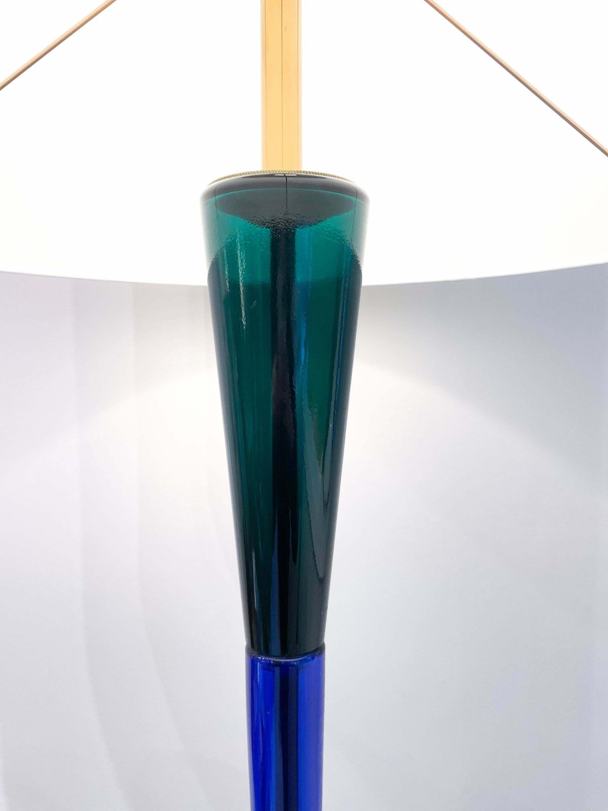 Mid Century Blue And Green Murano Glass Floor Lamp By Fulvio Bianconi, 1950s photo vinterior
