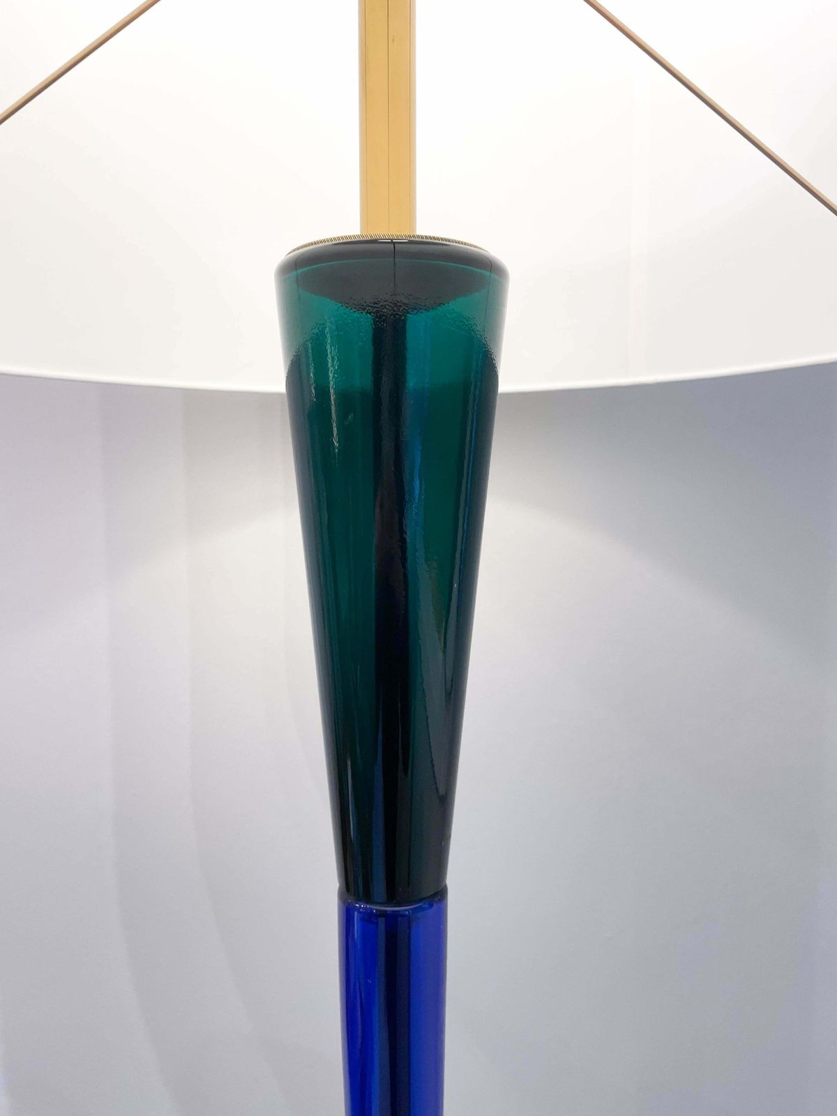 Mid Century Blue And Green Murano Glass Floor Lamp By Fulvio Bianconi, 1950s photo vintage