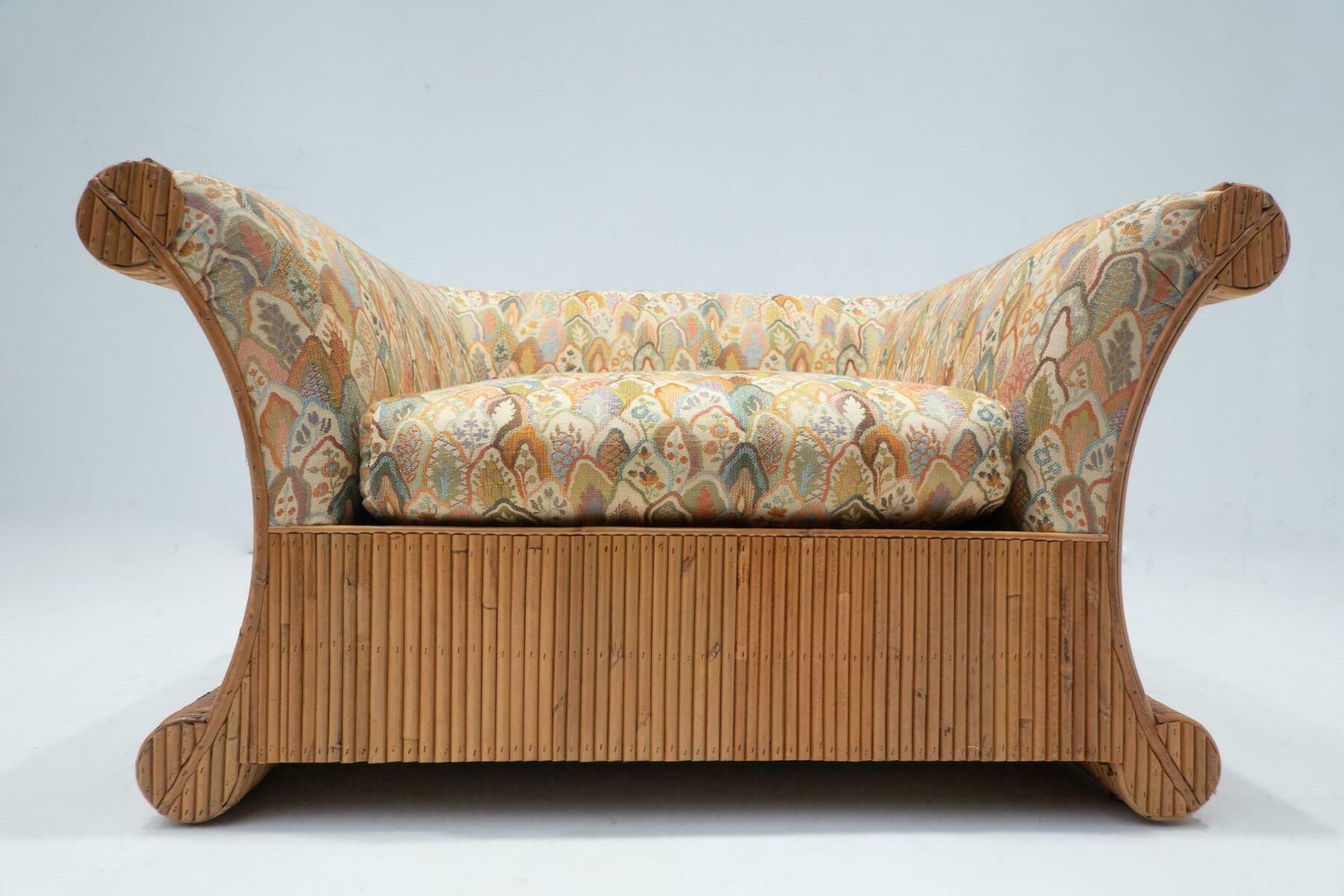 Mid Century Modern Rattan Armchair, Orignal Fabric, Italy photo Furniture