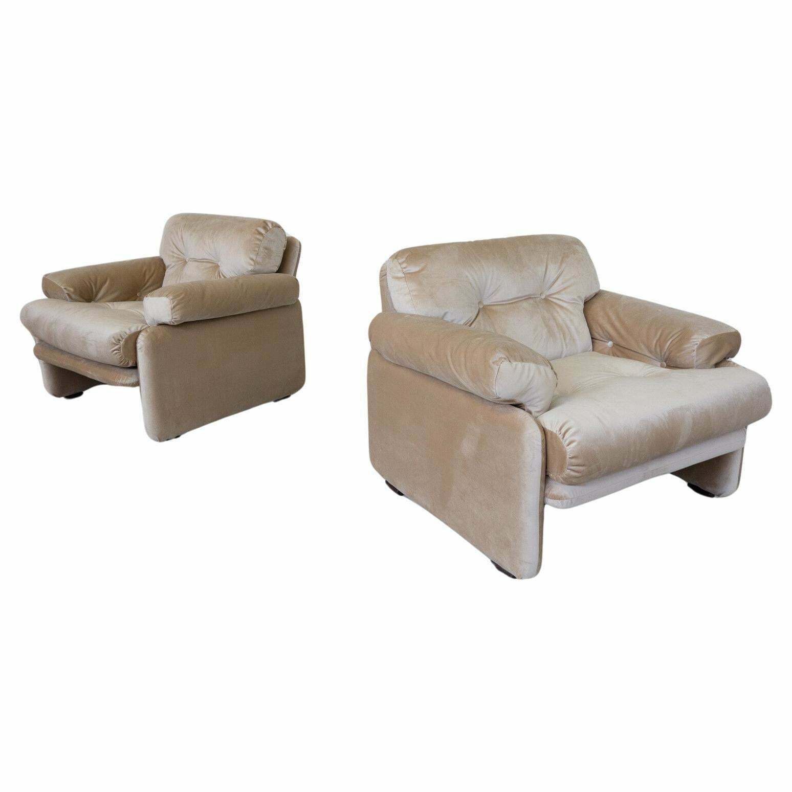 Mid Century Modern Pair Of Coronado Armchairs By Tobia & Afra Scarpa , Italy