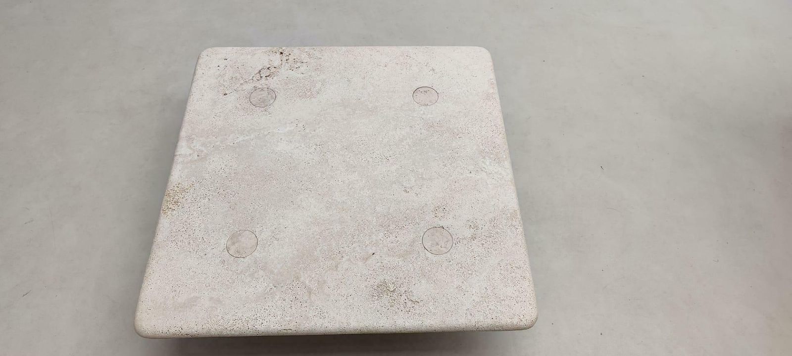 Mid Century Travertine Square Coffee Table By Angelo Mangiarotti, Italy, 1970s photo for sale