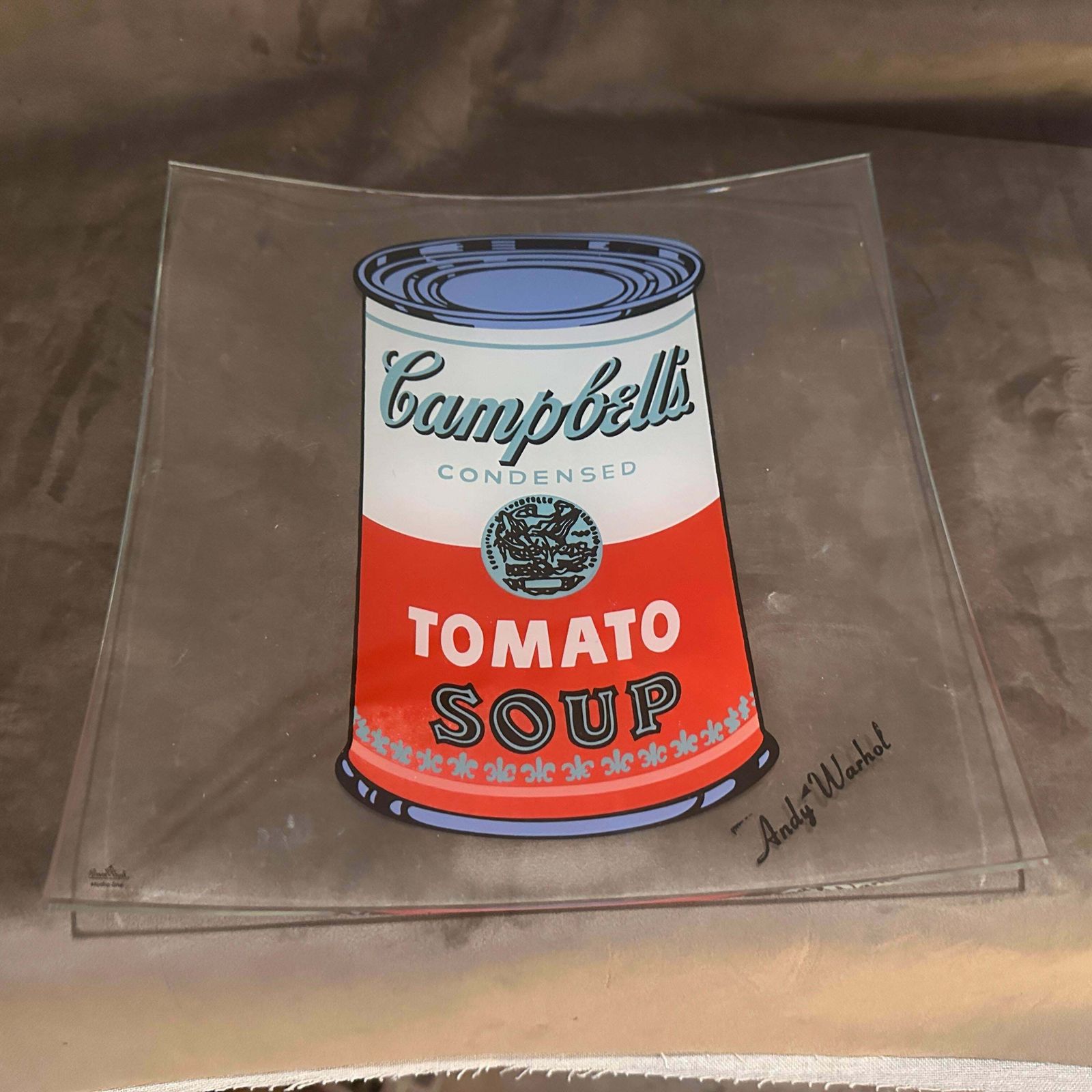 photo furniture 1990s Rosenthal Campbell Soup Glass Square Vide Poche Designed By Andy Warhol
