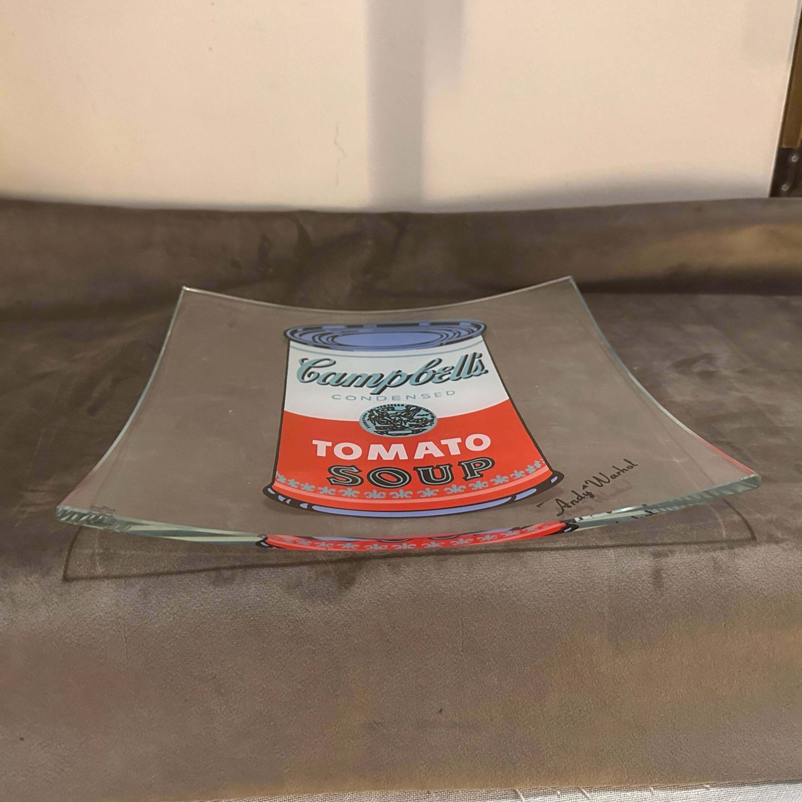Home Decor 1990s Rosenthal Campbell Soup Glass Square Vide Poche Designed By Andy Warhol photo