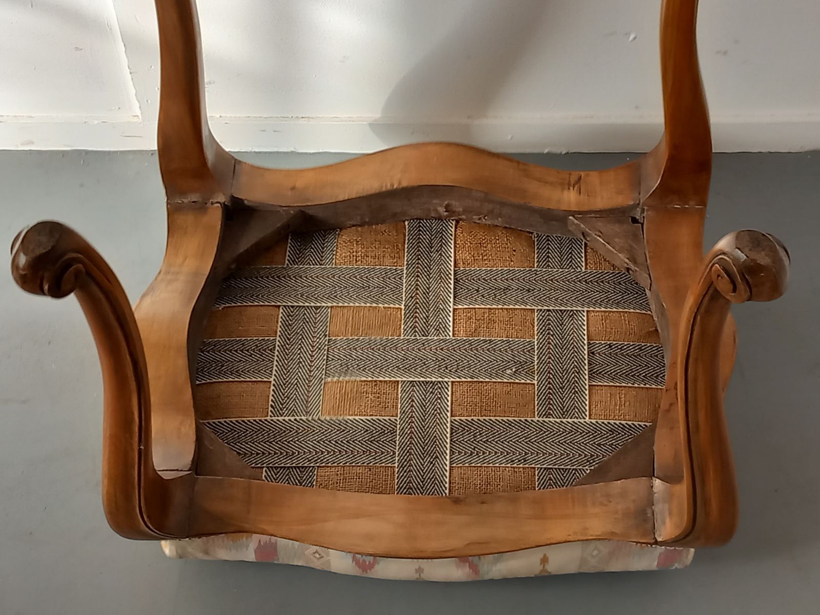 An Upholstered Stool, 1940s, Vintage photo Furniture