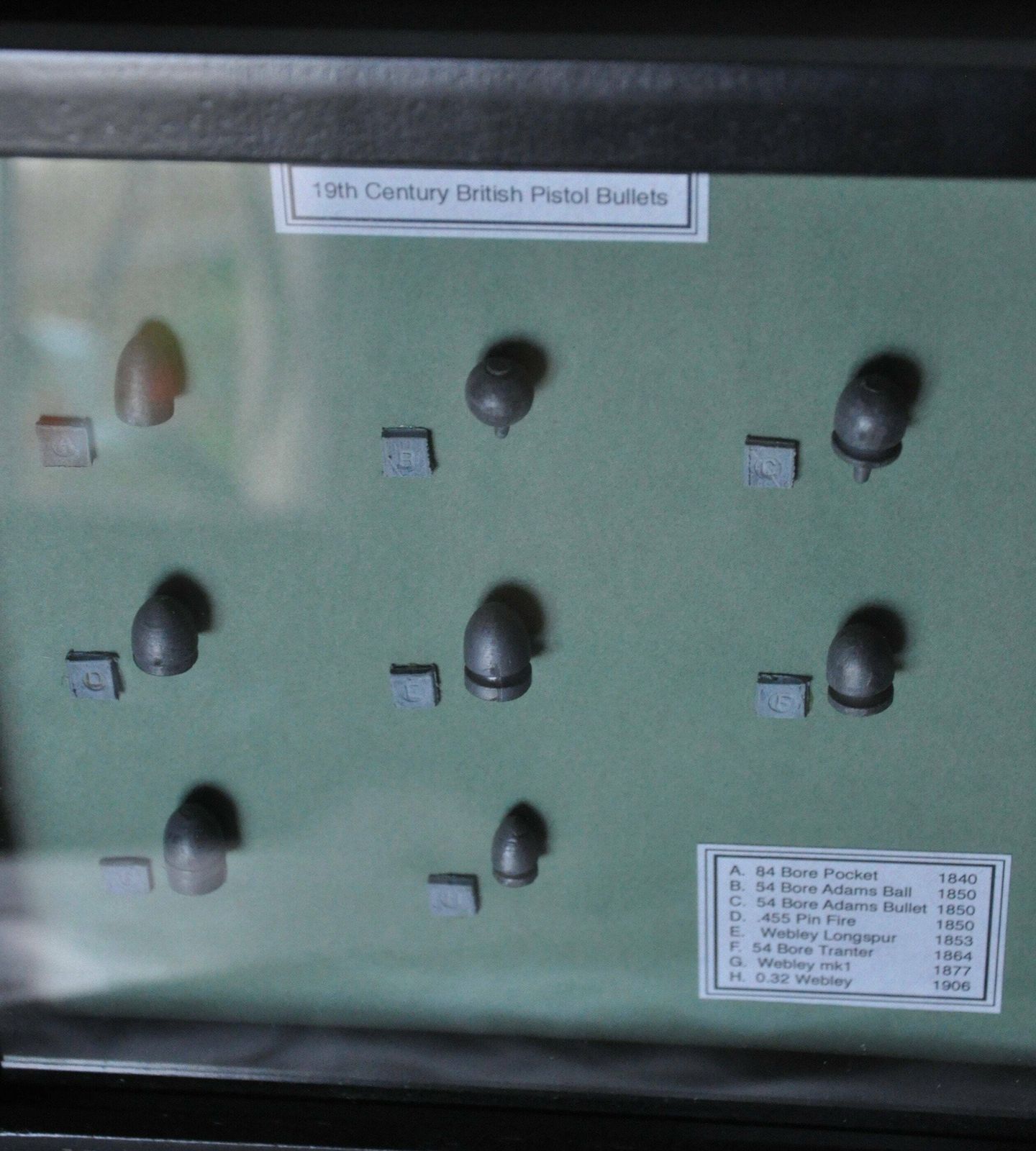 19th Century British Pistol Cast Lead Bullets In Display Frame photo buy