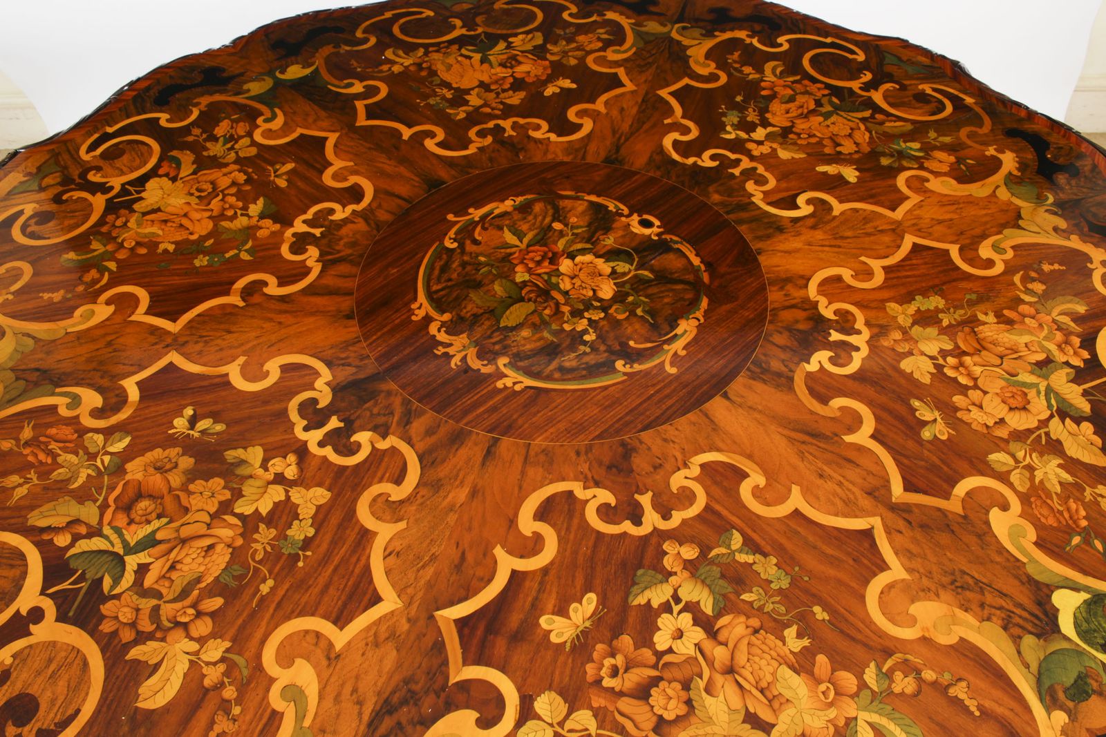 Antique 4ft 6" Diam Burr Walnut Marquetry Dining / Center Table C1860 19th C photo Furniture