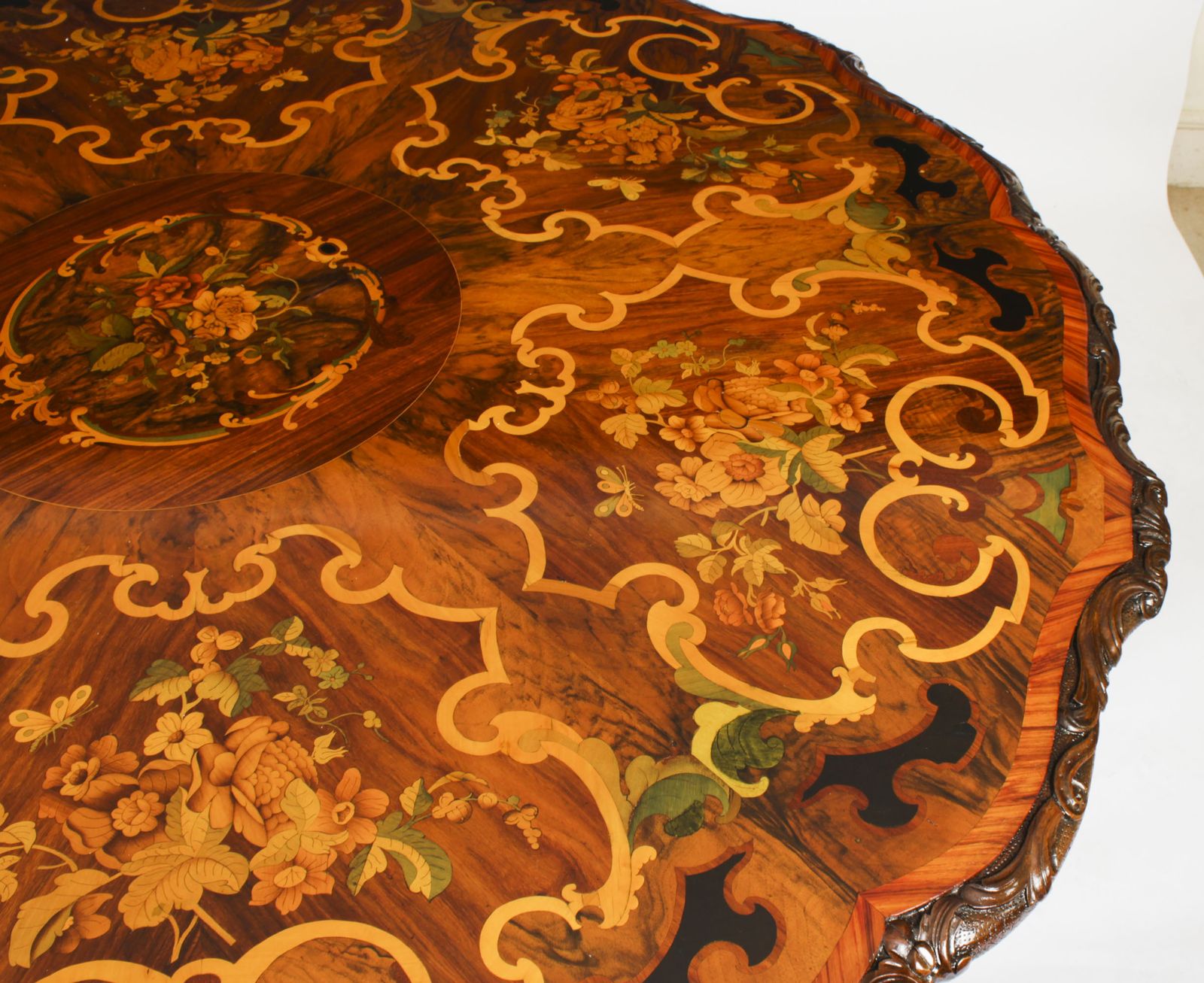 Antique 4ft 6" Diam Burr Walnut Marquetry Dining / Center Table C1860 19th C photo buy